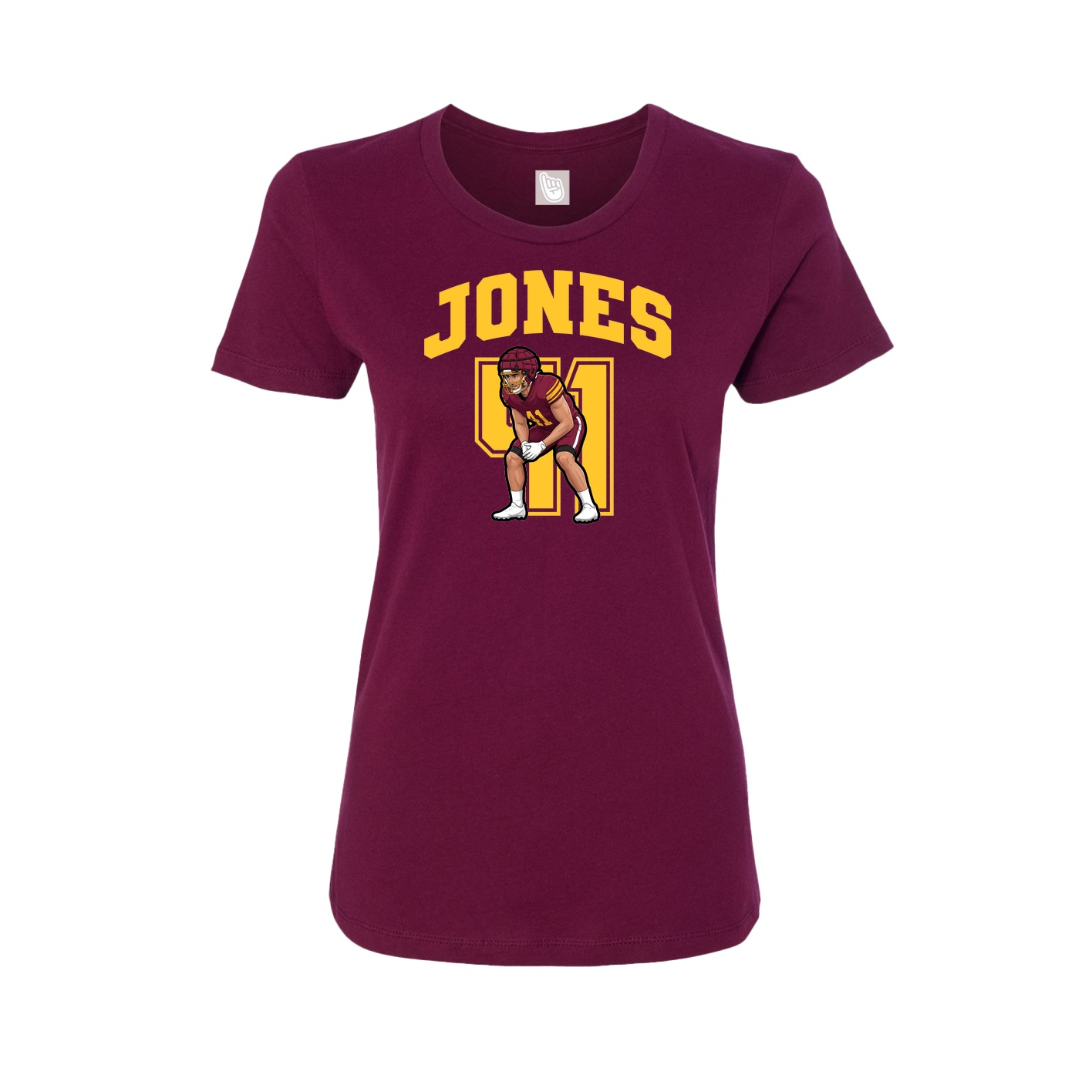 Fitted Women's Tee — Number in Maroon