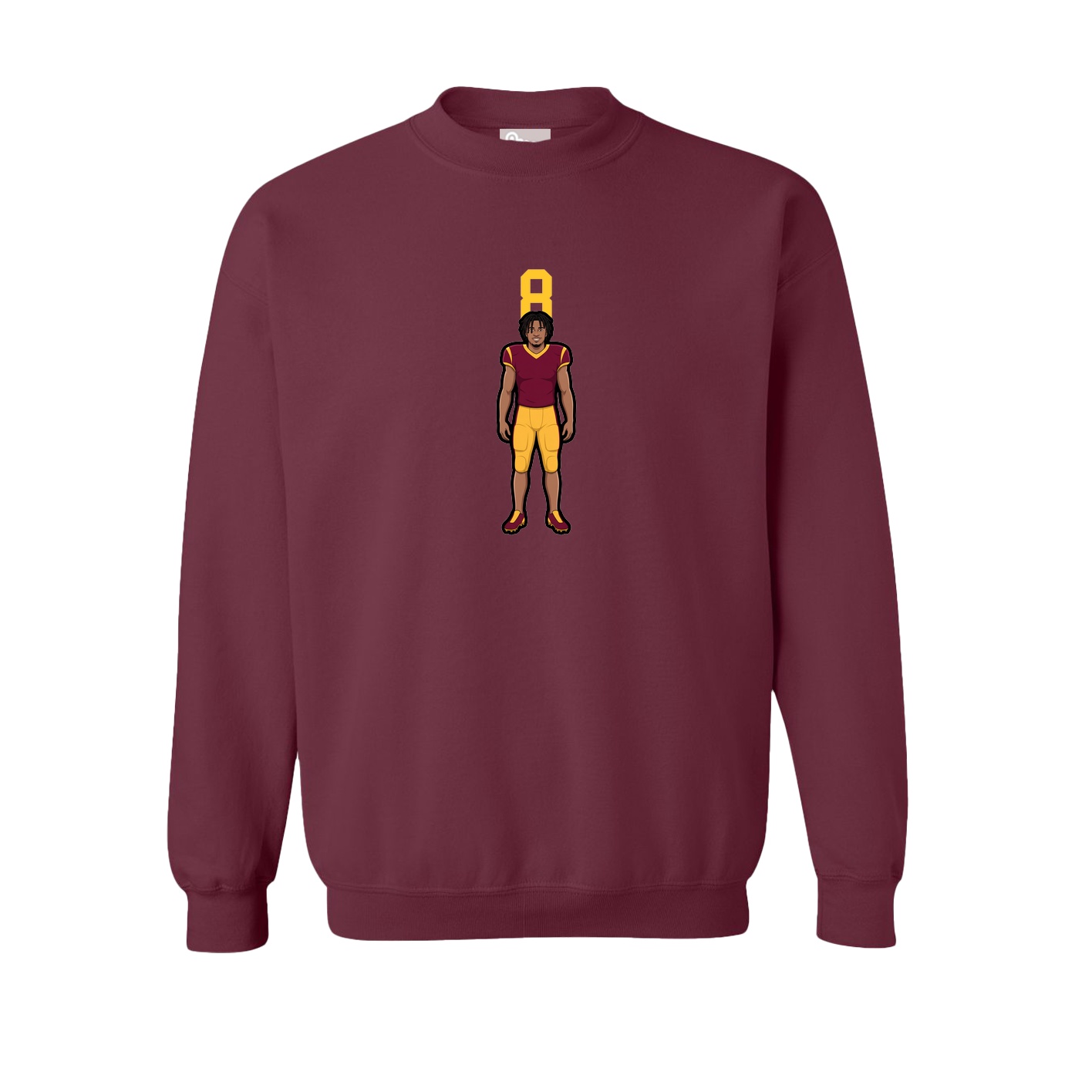 Fleece Crew — Number Top in Maroon