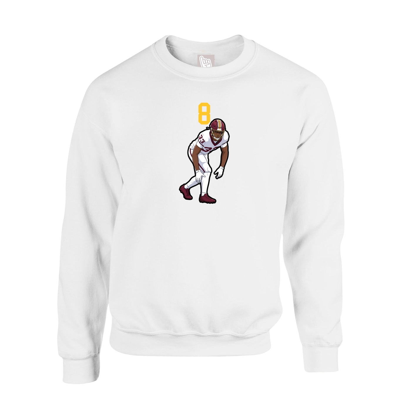 Fleece Crew — Number Top in White