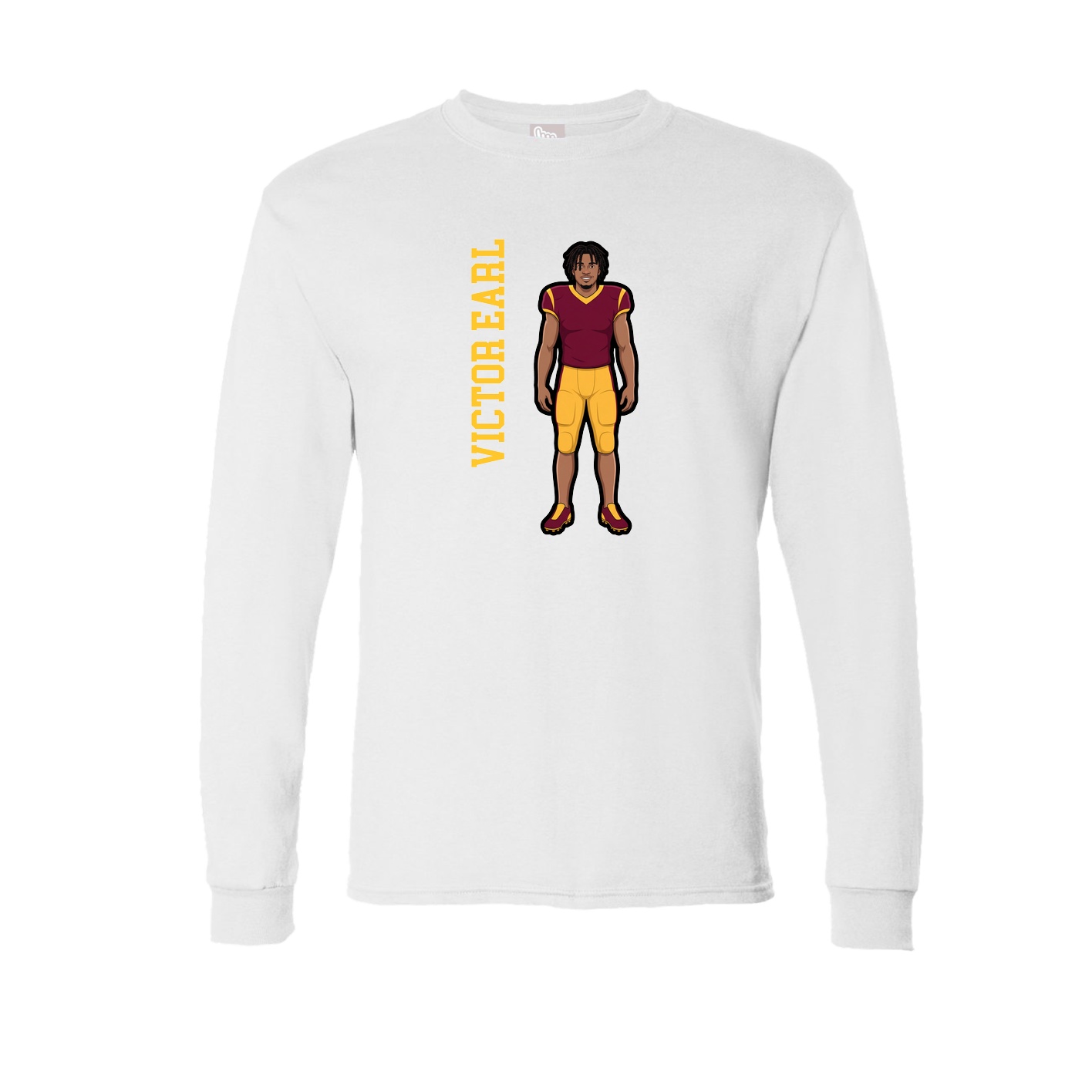 Long Sleeve Tee — Name Vertical in White