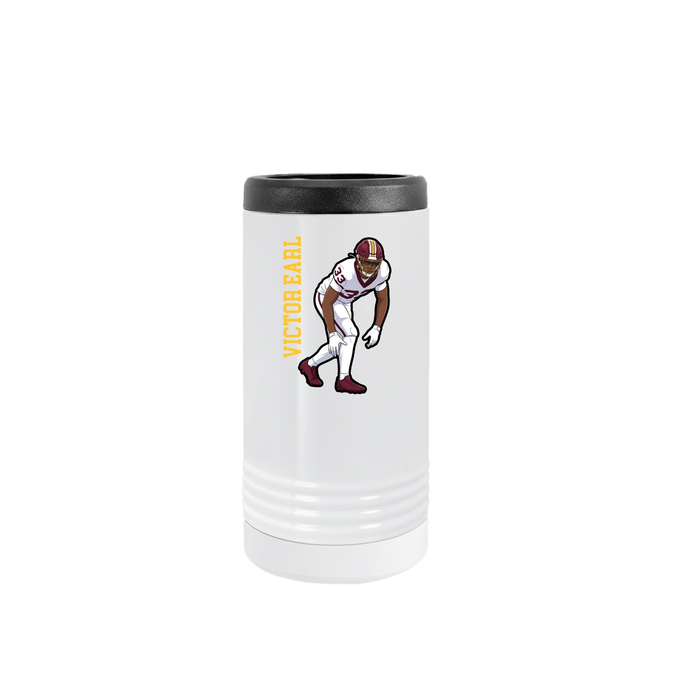 Slim Beverage Holder — Name Vertical in White