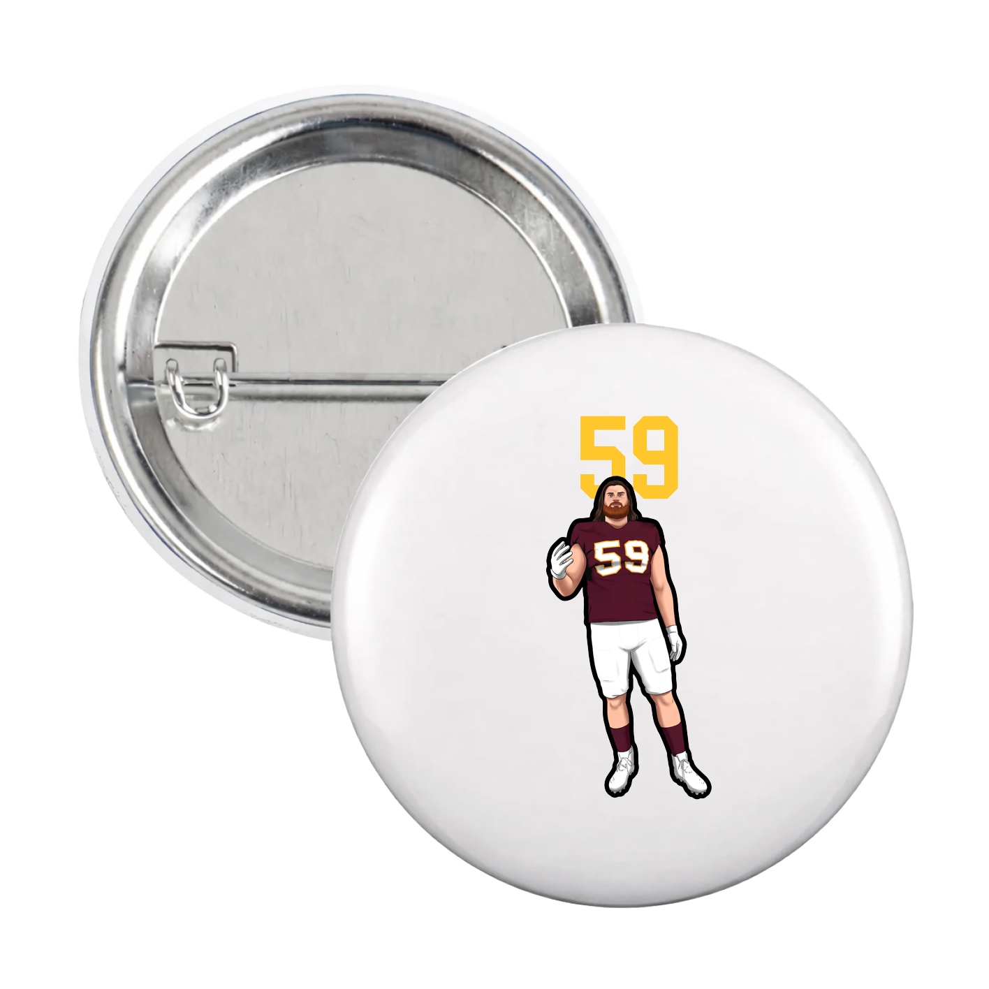 Game Day Button — Number Top in White