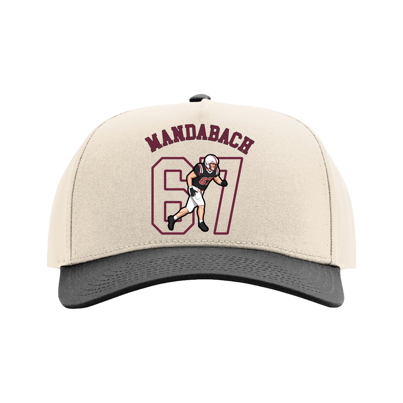 Full Fabric Five-Panel Champ Cap — Shirsey Arch in Cream/Black