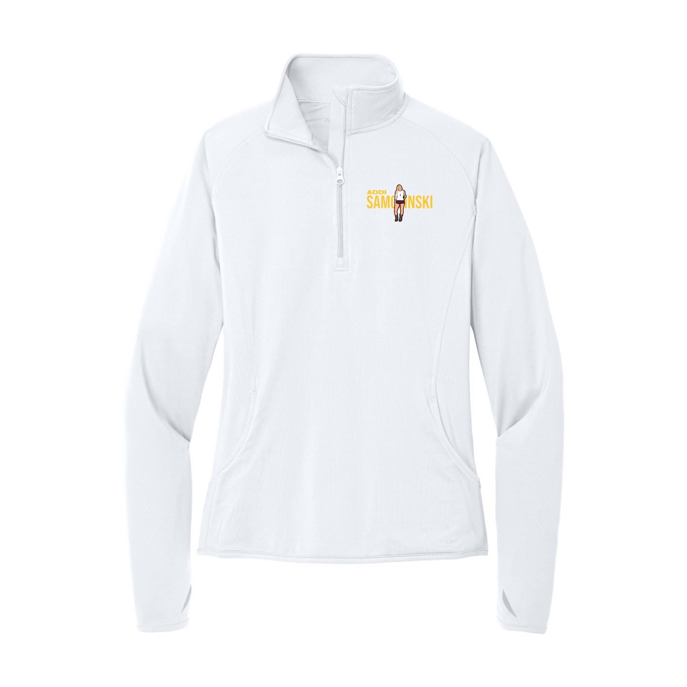 Women's Q-Zip Pullover — Player Name in White