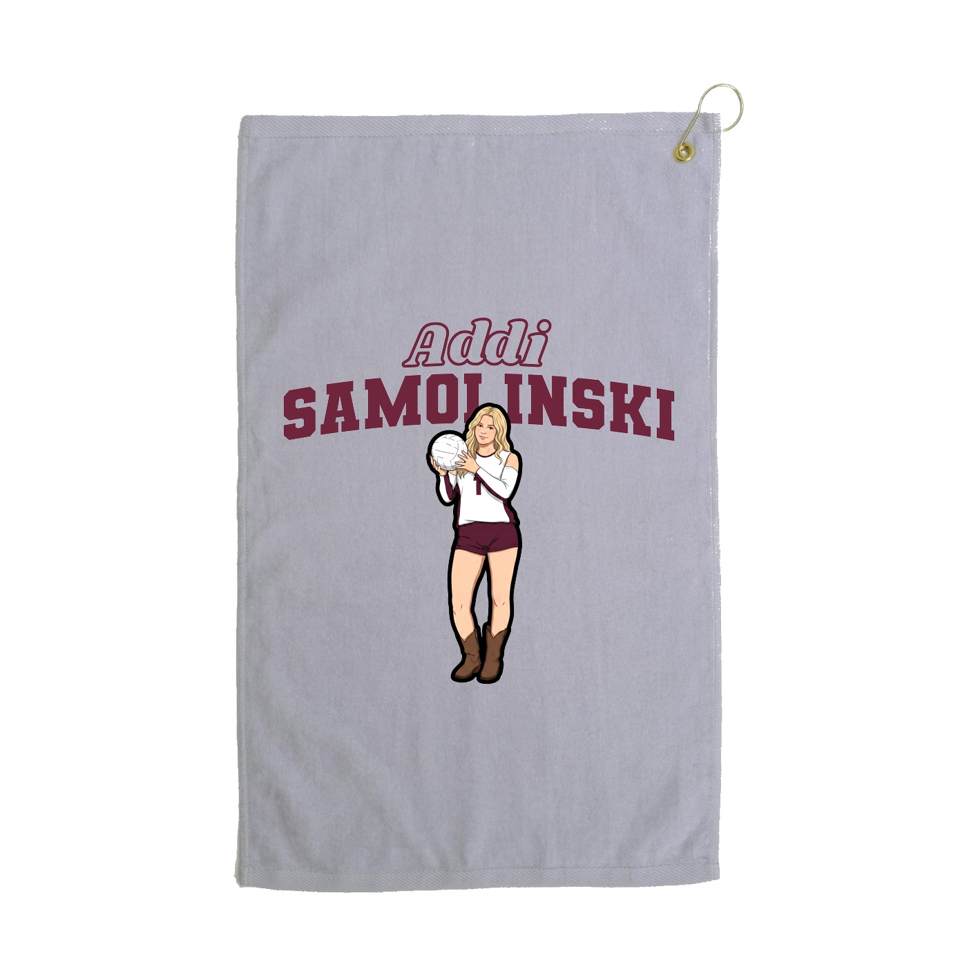 Golf Towel — Name Arch in Grey