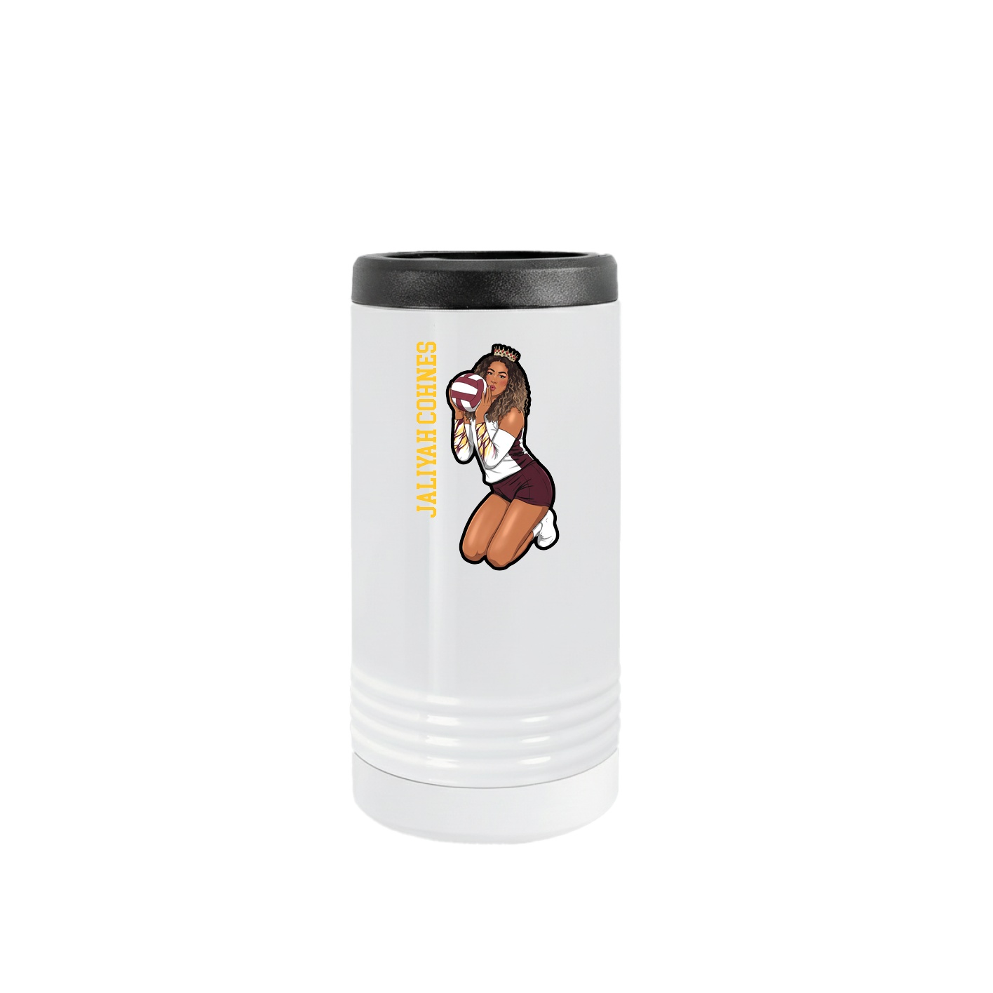 Slim Beverage Holder — Name Vertical in White
