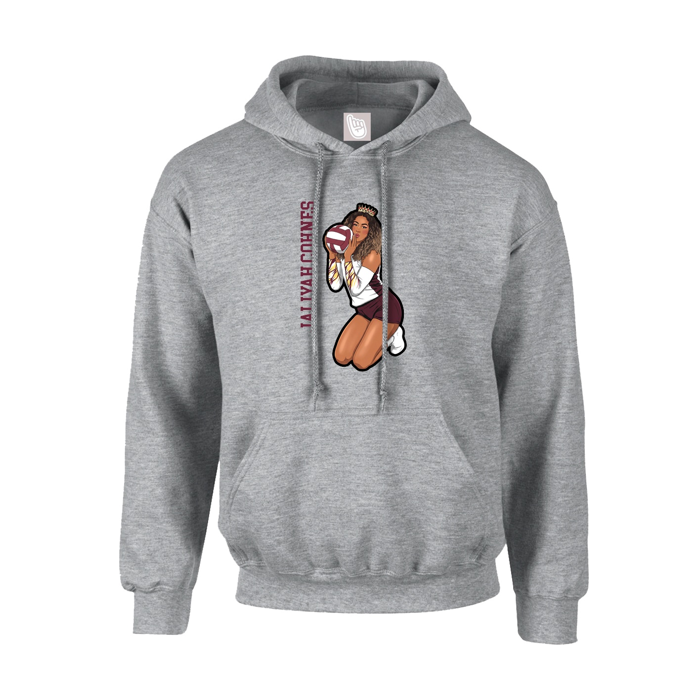 Hoodie — Name Vertical in Grey