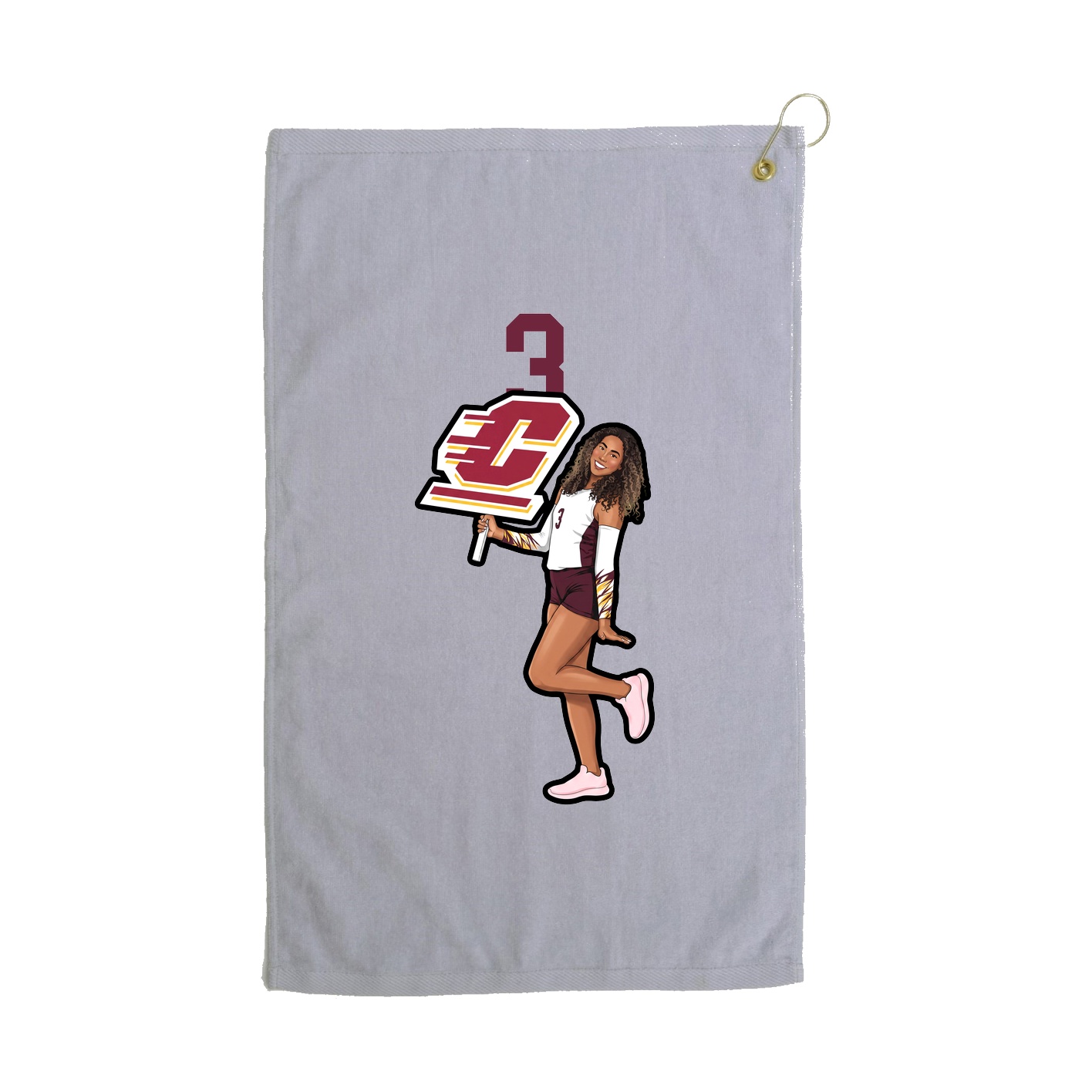 Golf Towel — Number Top in Grey