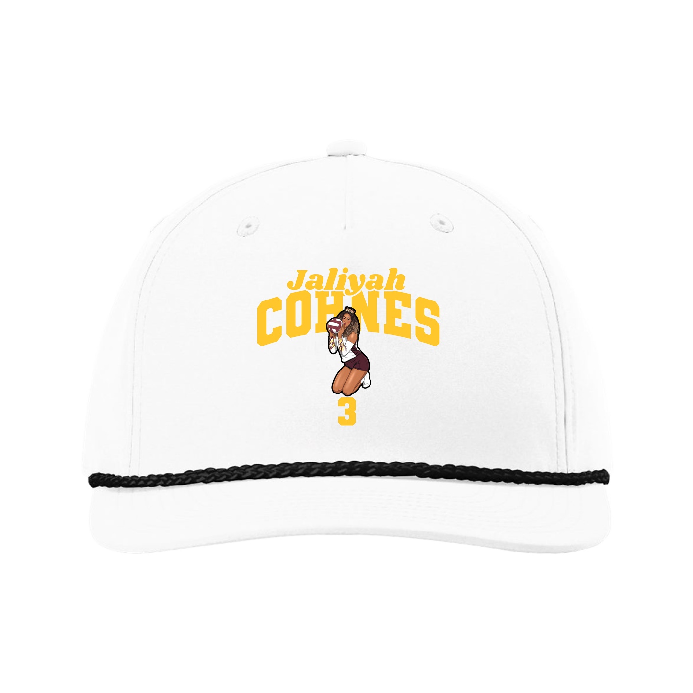 Five-Panel Classic Rope Cap — Signature Arch in White