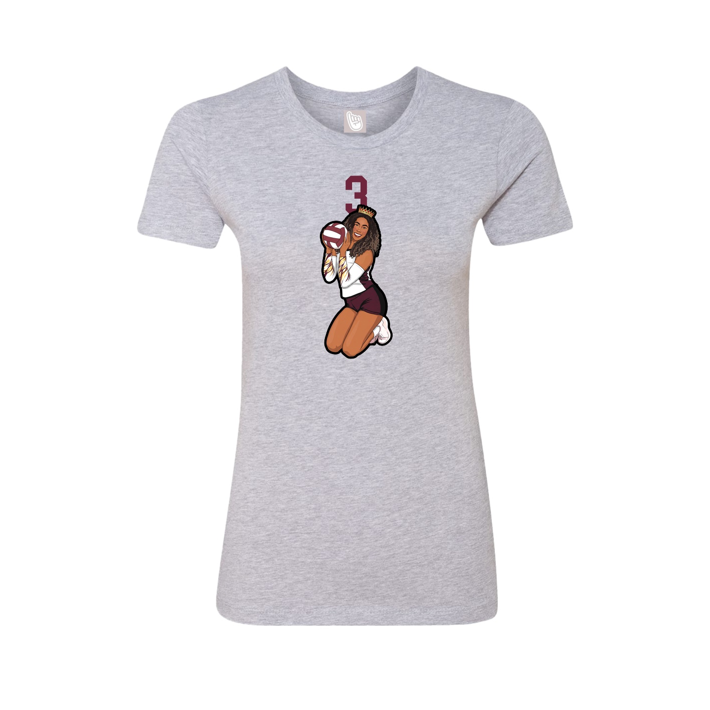 Fitted Women's Tee — Number Top in Grey