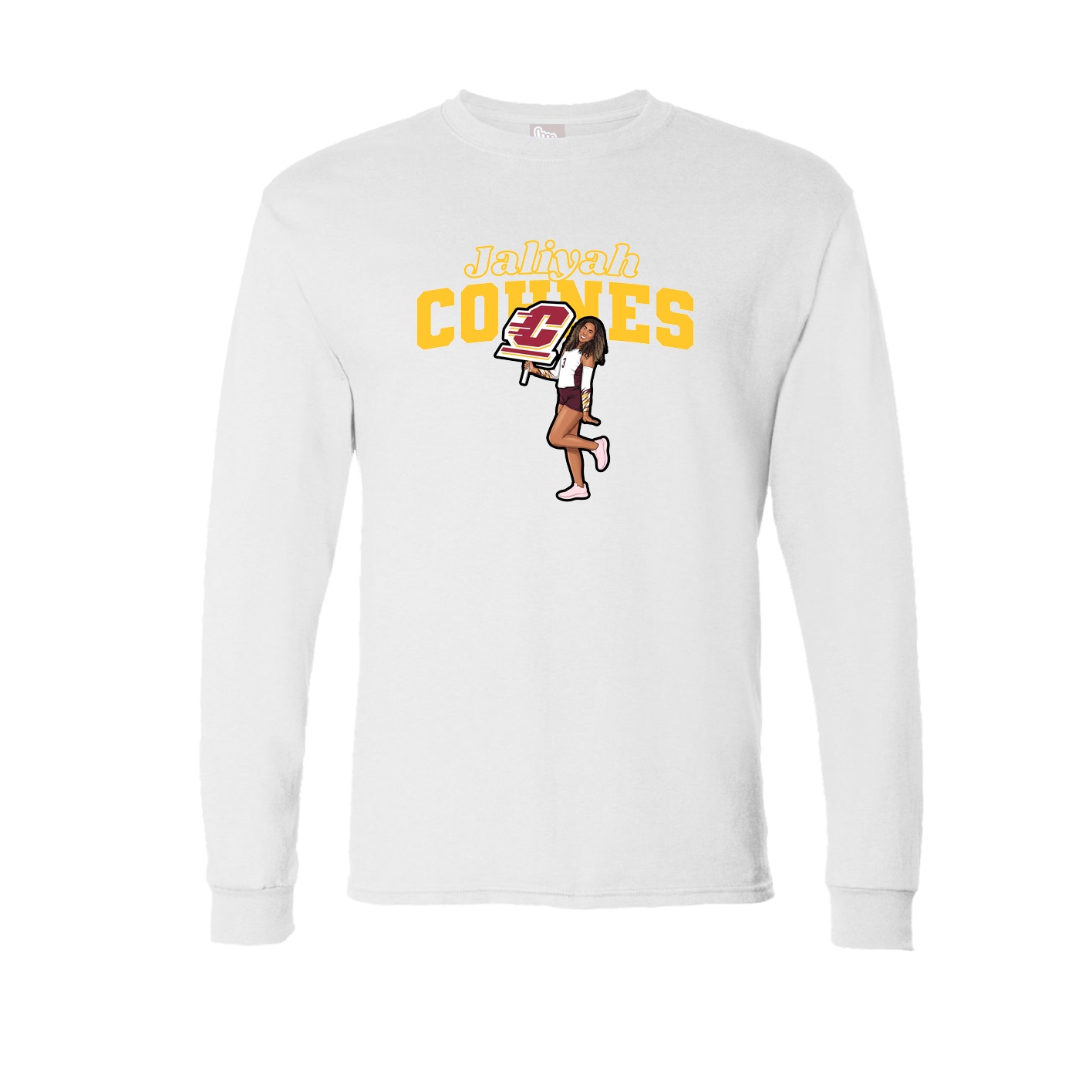 Long Sleeve Tee — Name Arch in White