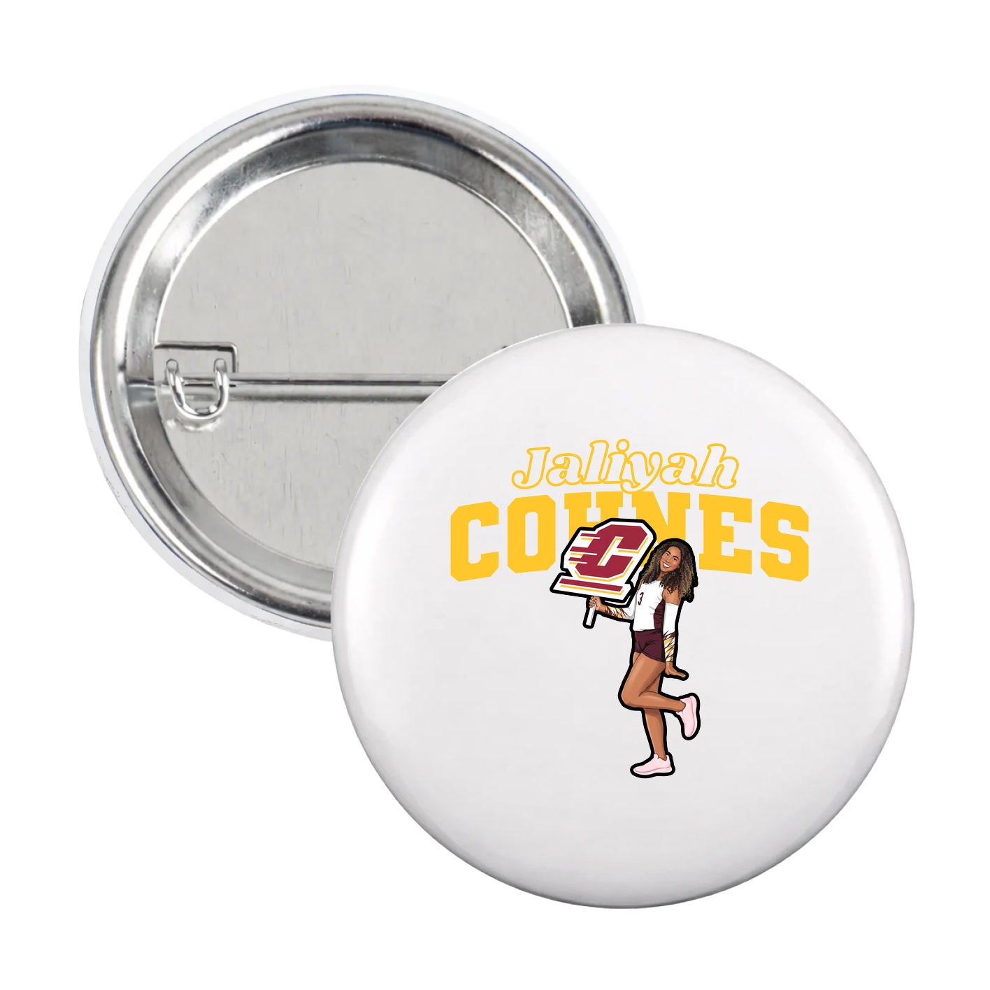 Game Day Button — Name Arch in White