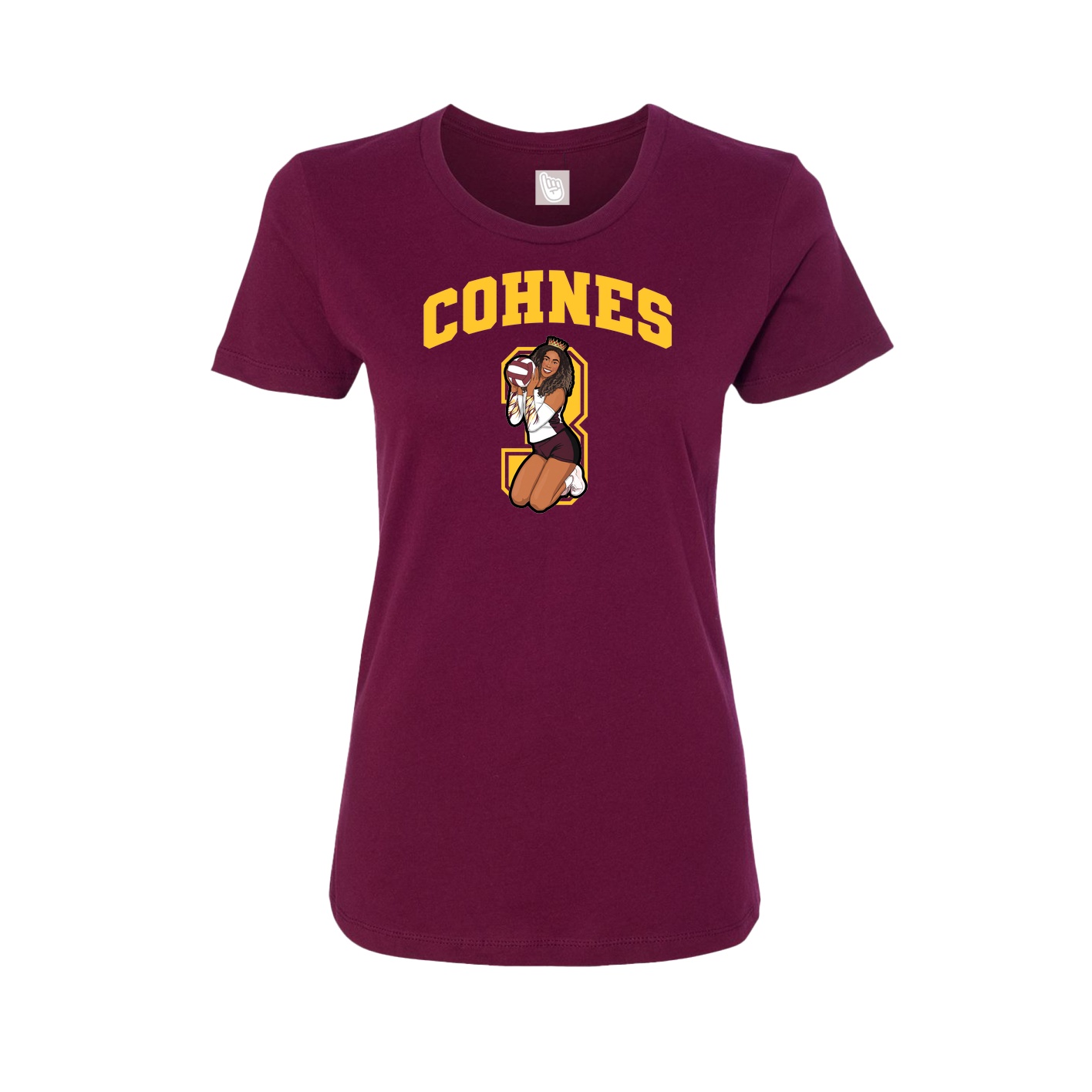 Fitted Women's Tee — Number in Maroon