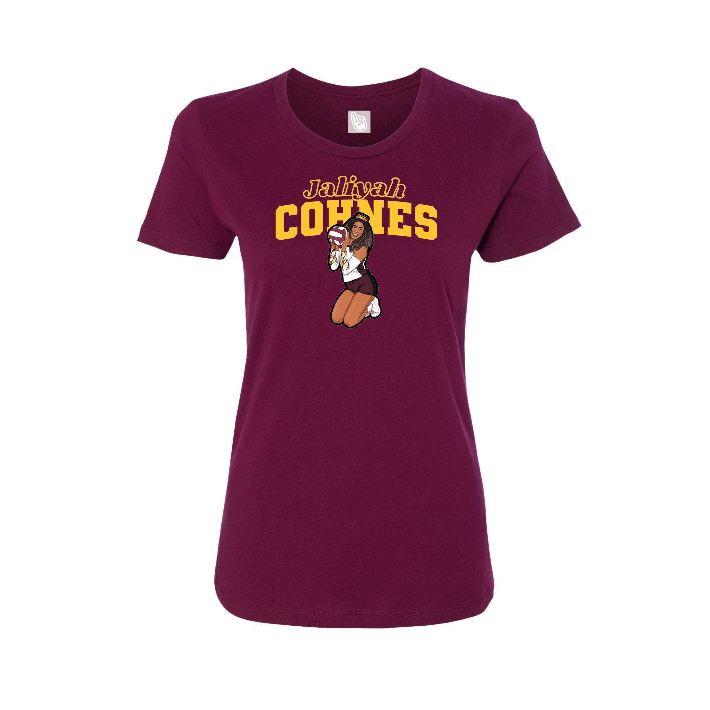 Fitted Women's Tee — Name Arch in Maroon