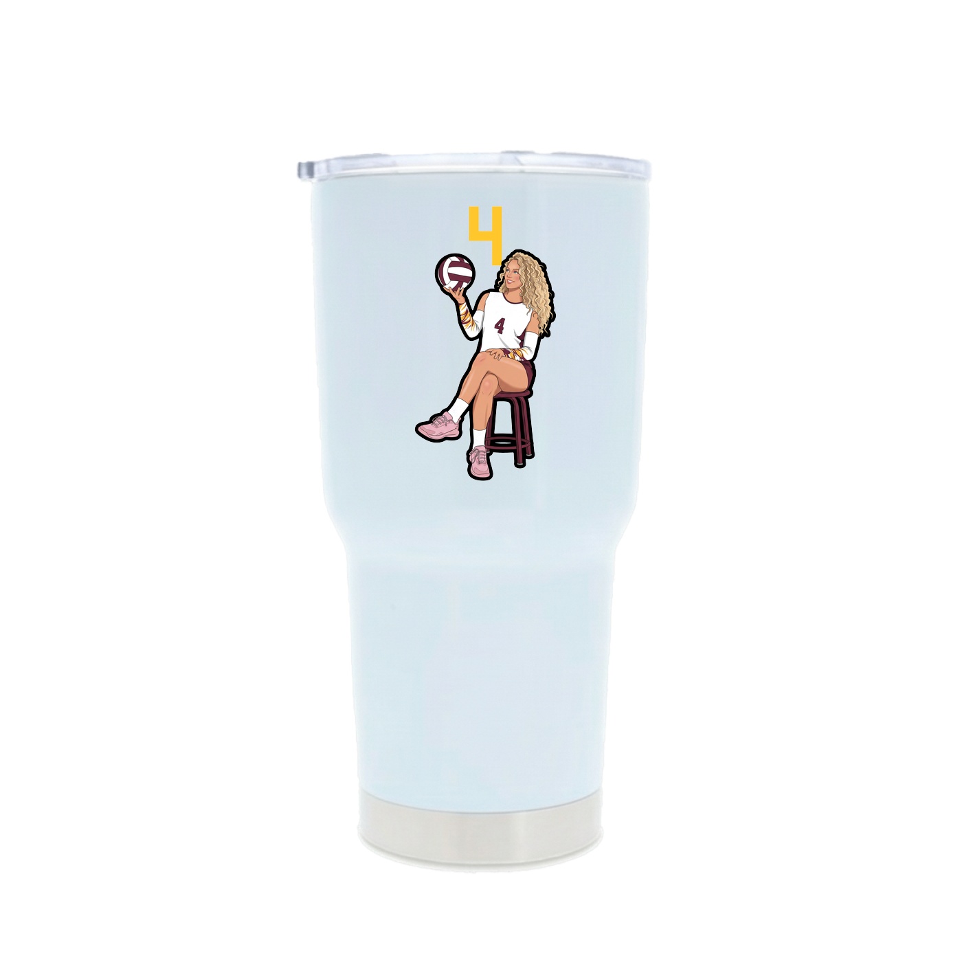 30oz Stainless Steel Tumbler — Number Top in White