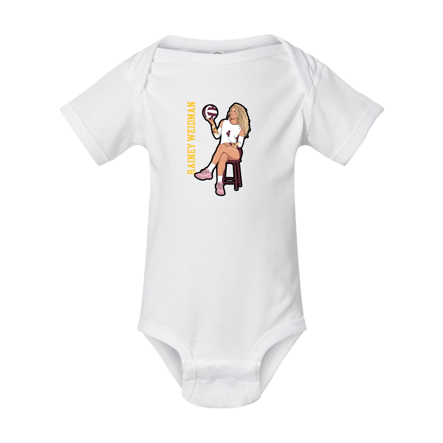 Baby Onesie — Name Vertical in White