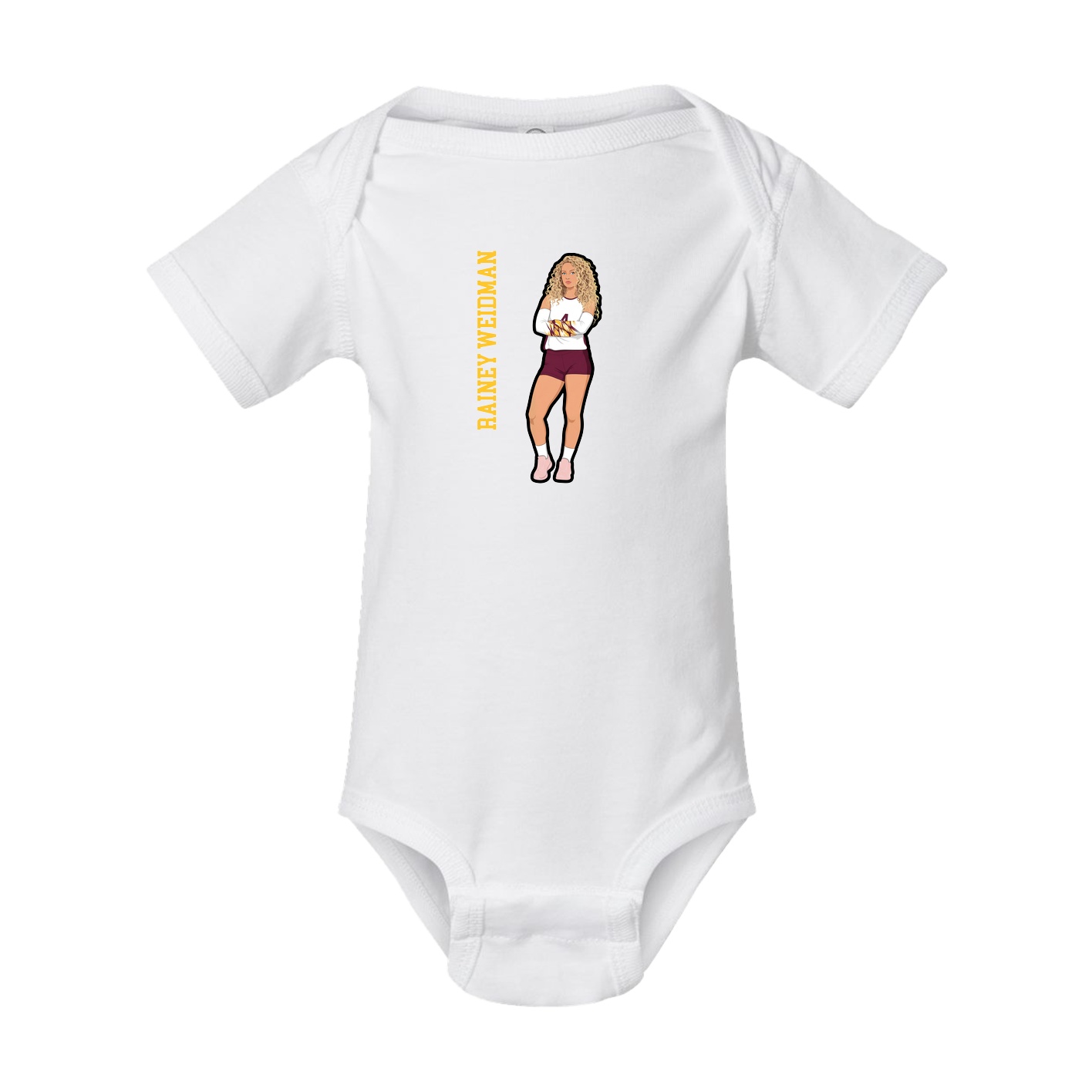 Baby Onesie — Name Vertical in White