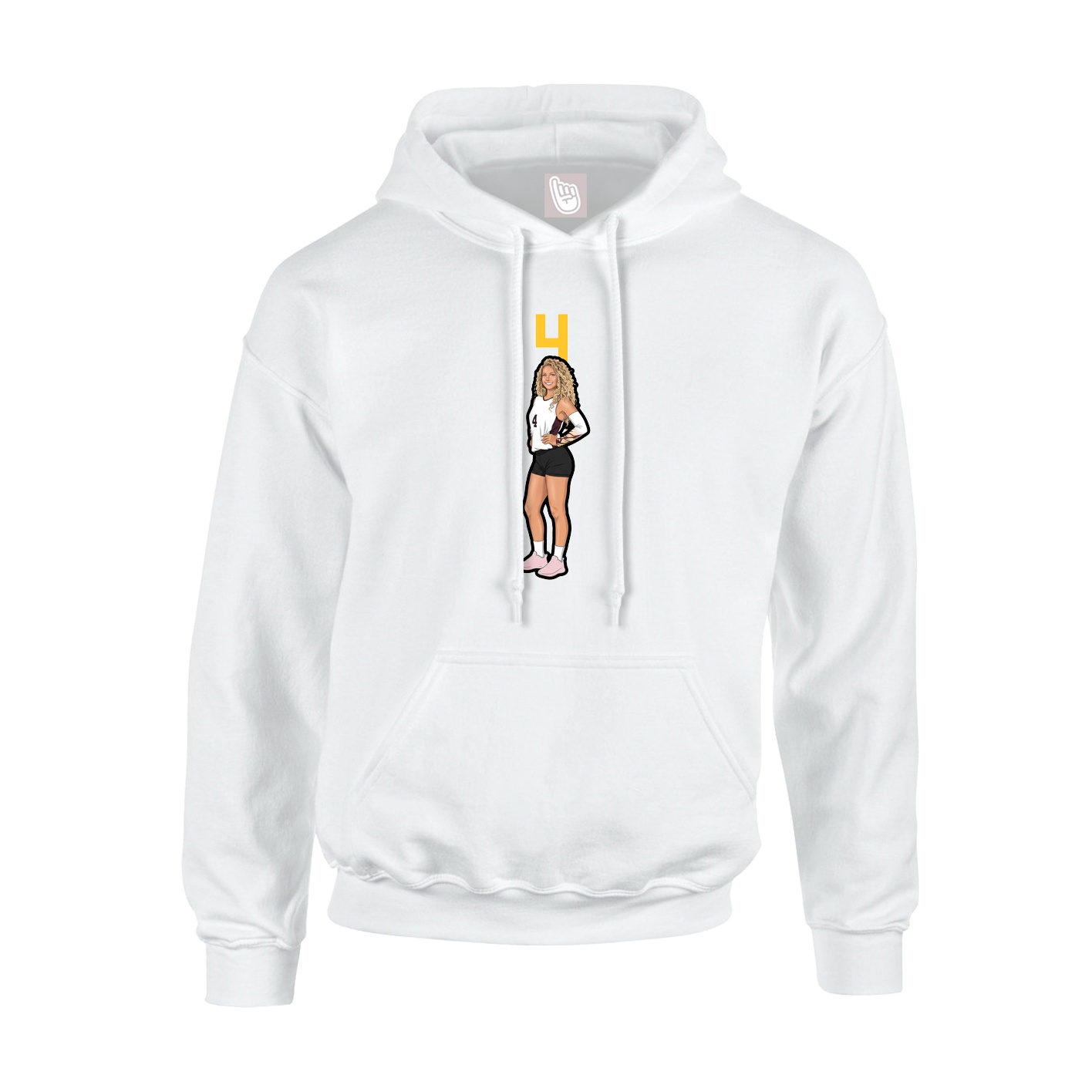 Youth Hoodie — Number Top in White