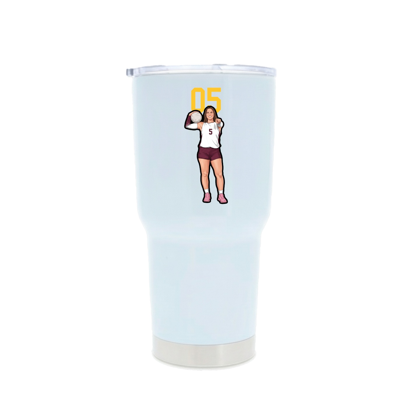 30oz Stainless Steel Tumbler — Number Top in White