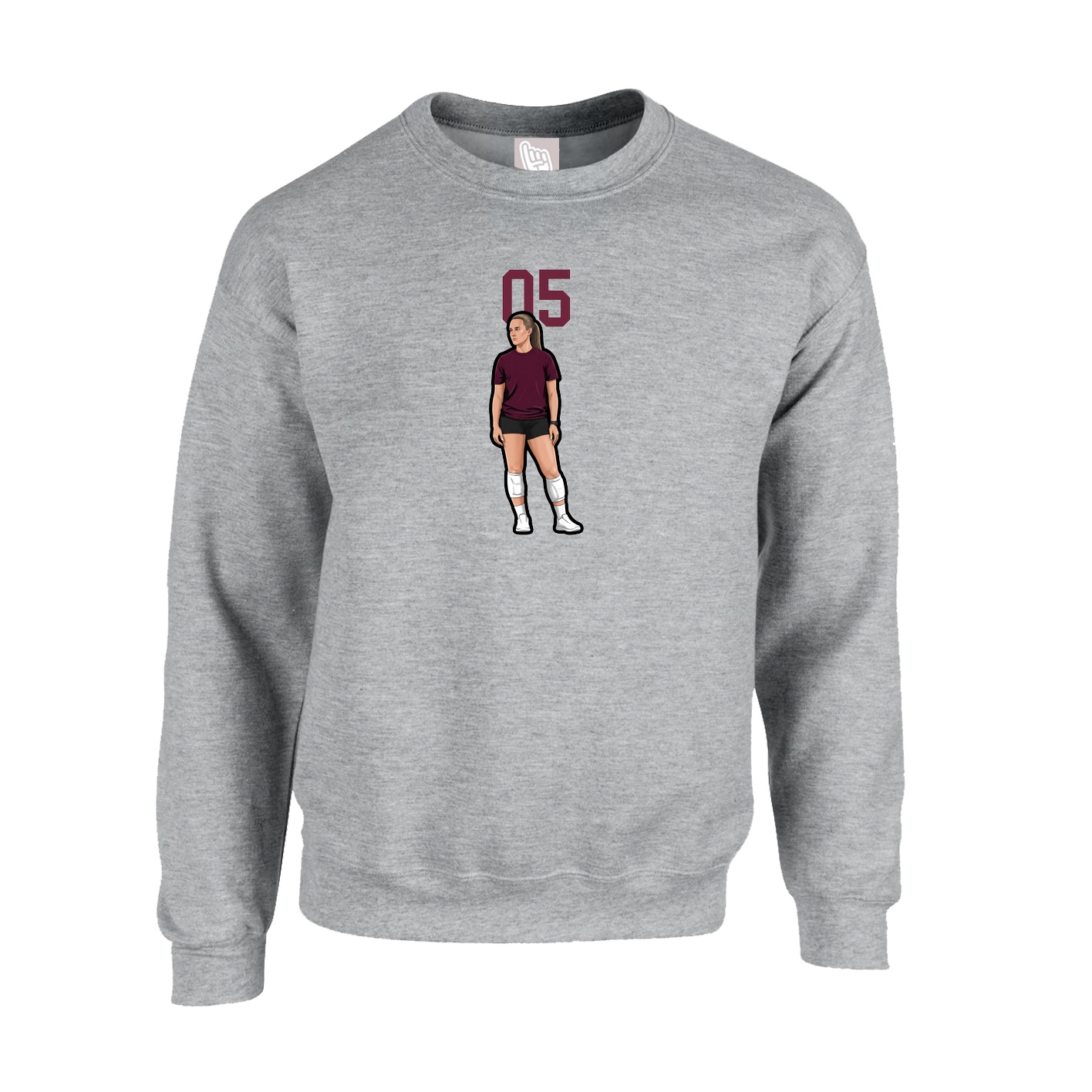 Fleece Crew — Number Top in Grey
