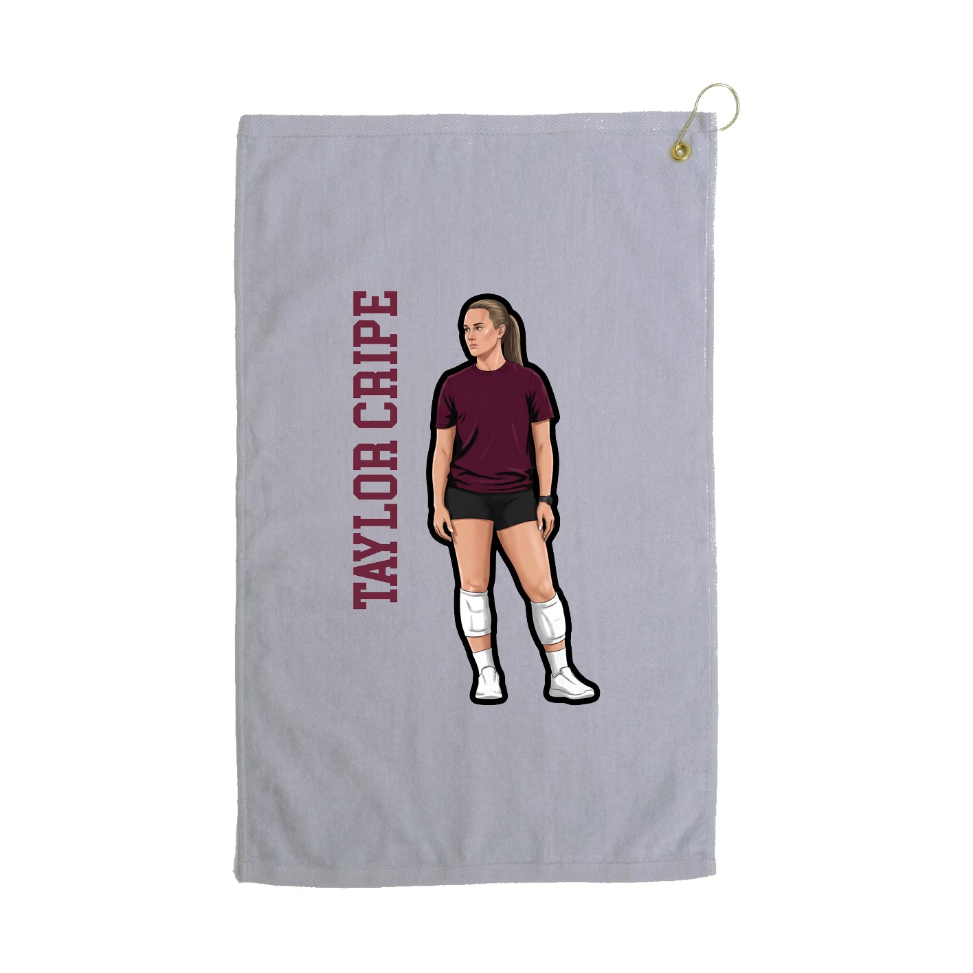 Golf Towel — Name Vertical in Grey