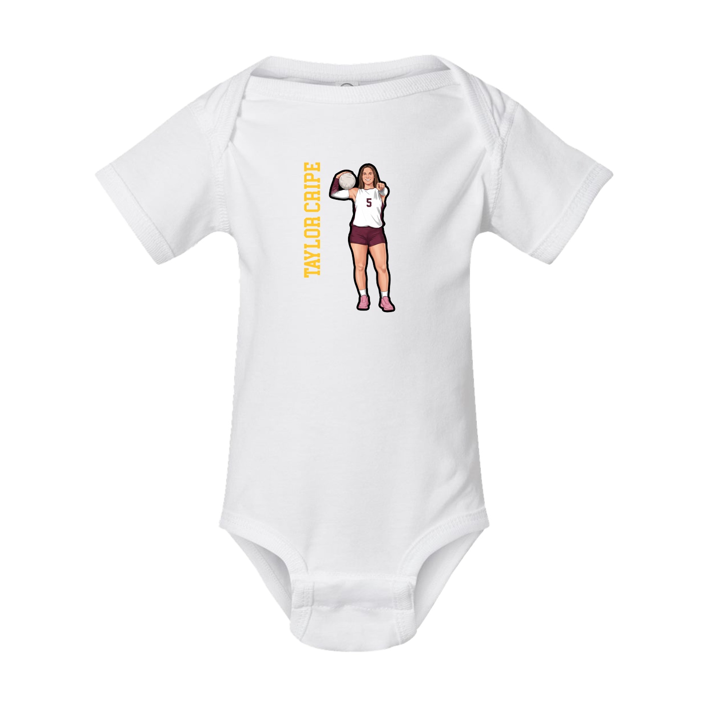 Baby Onesie — Name Vertical in White