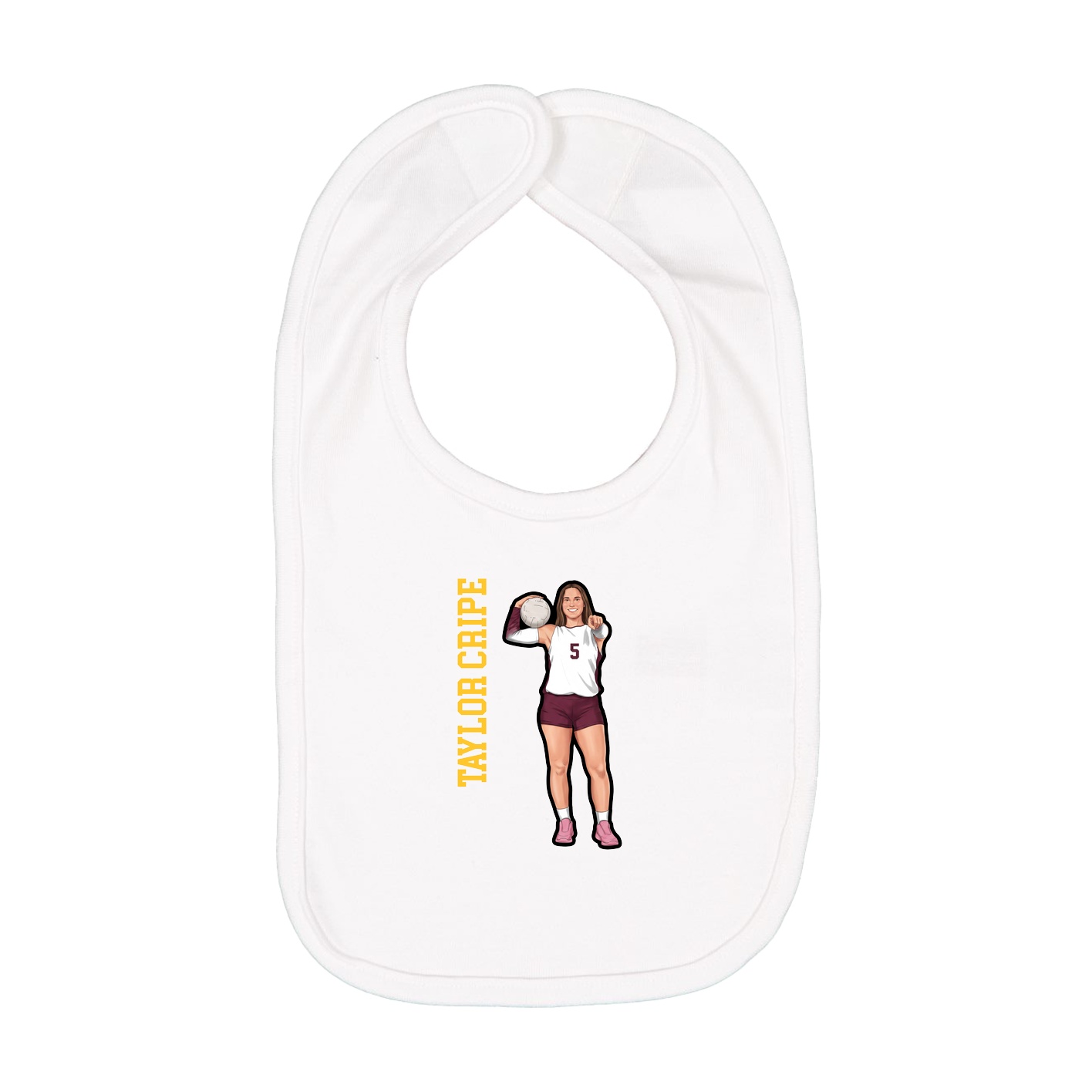 Infant Bib — Name Vertical in White