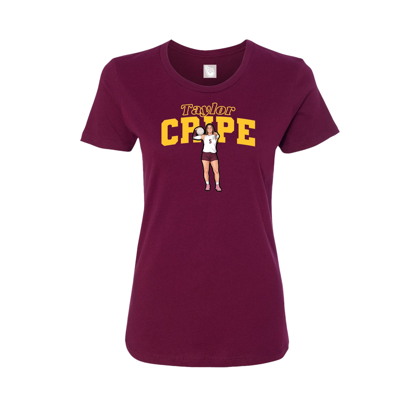 Fitted Women's Tee — Name Arch in Maroon