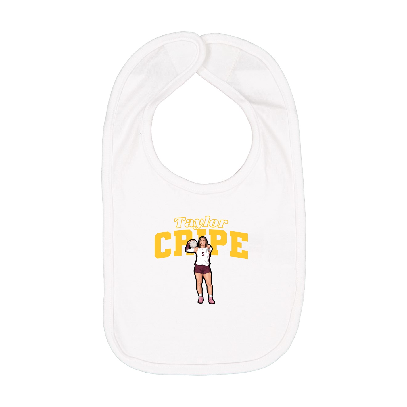 Infant Bib — Name Arch in White