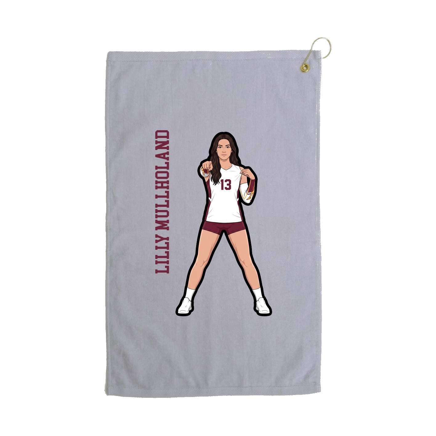 Golf Towel — Name Vertical in Grey