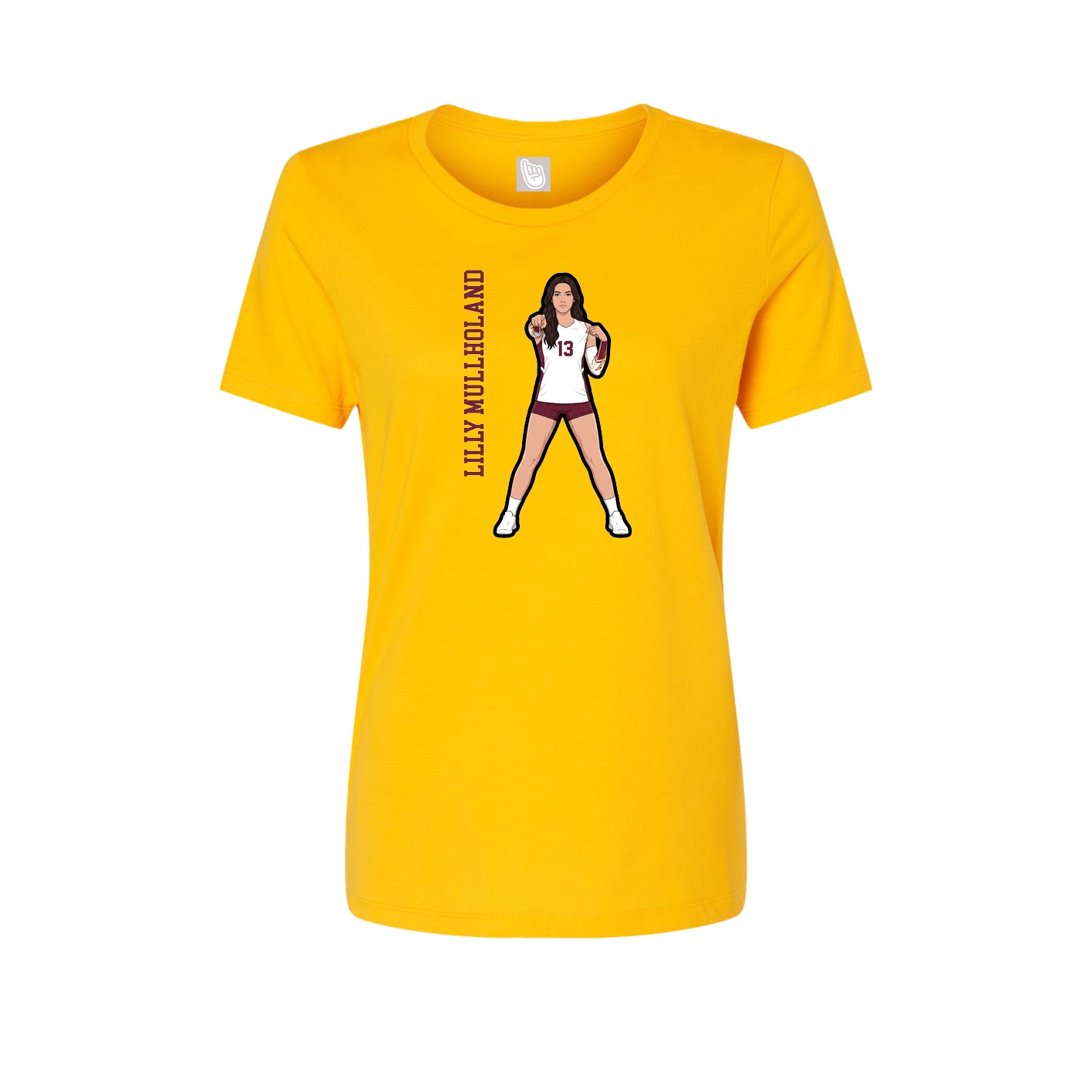 Fitted Women's Tee — Name Vertical in Gold