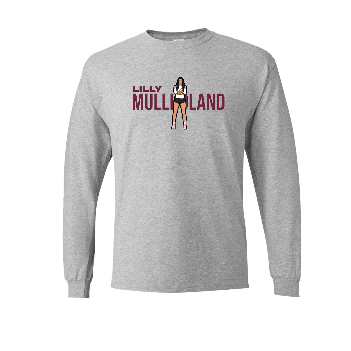 Long Sleeve Tee — Player Name in Grey