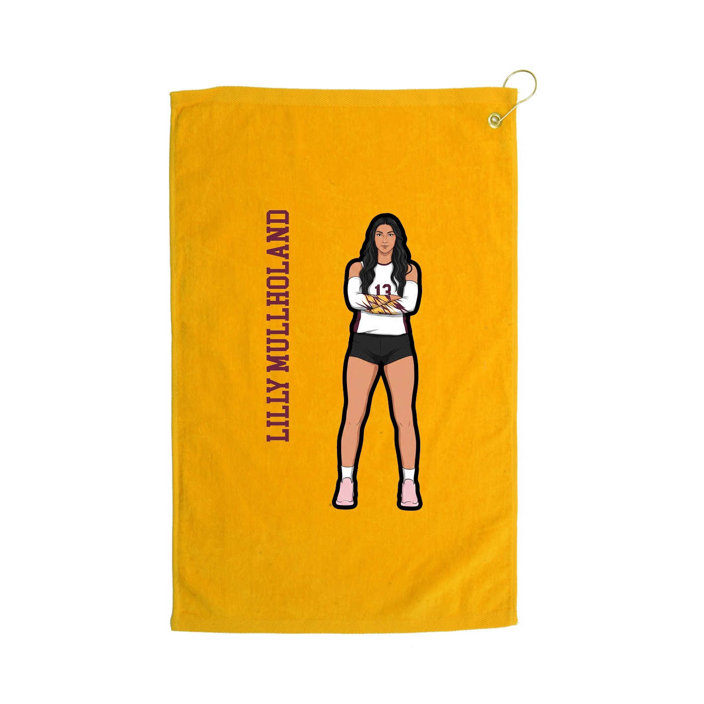 Golf Towel — Name Vertical in Gold