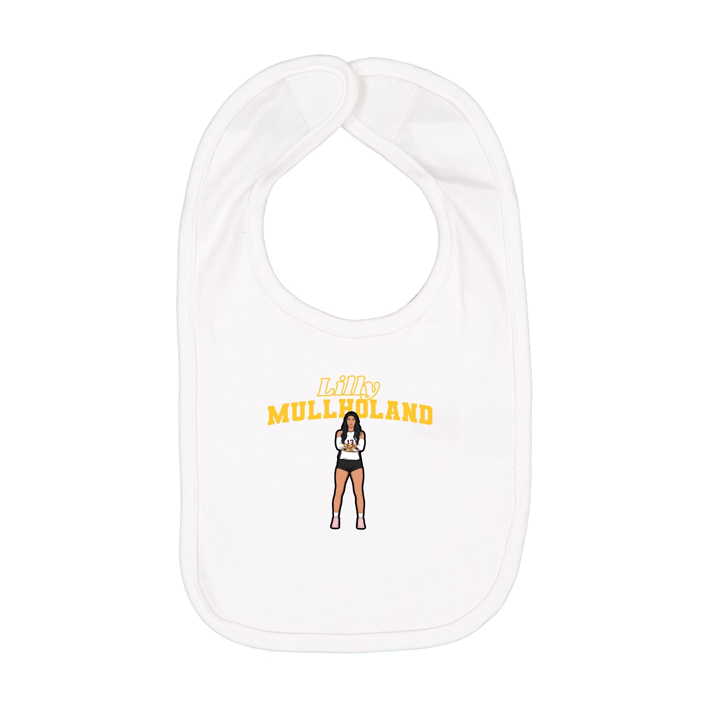 Infant Bib — Name Arch in White