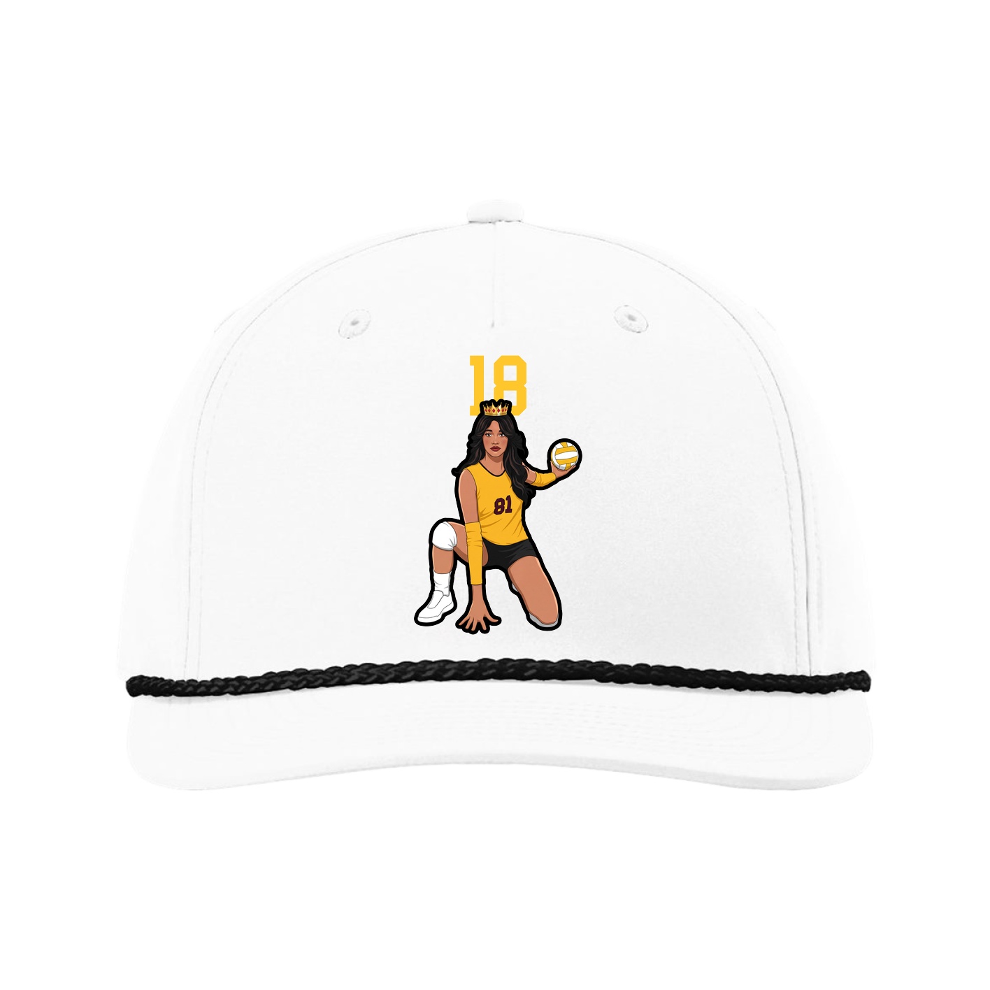 Five-Panel Classic Rope Cap — Number Top in White