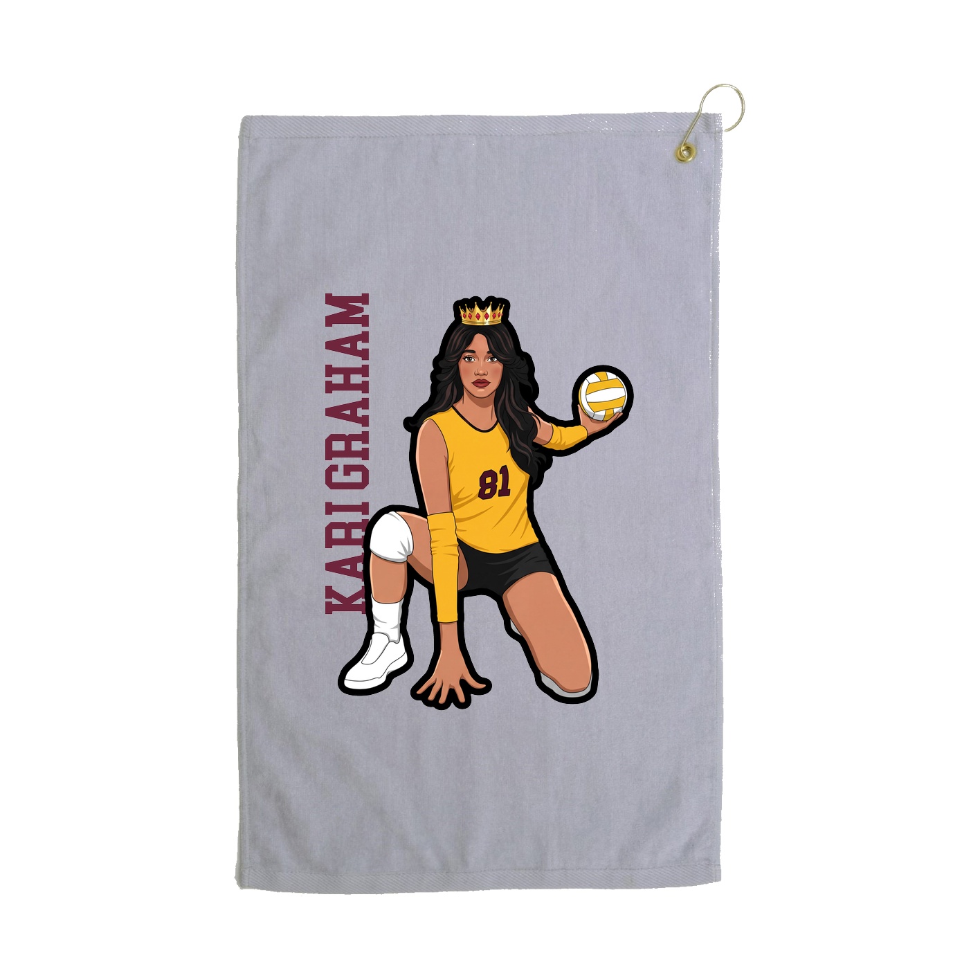 Golf Towel — Name Vertical in Grey