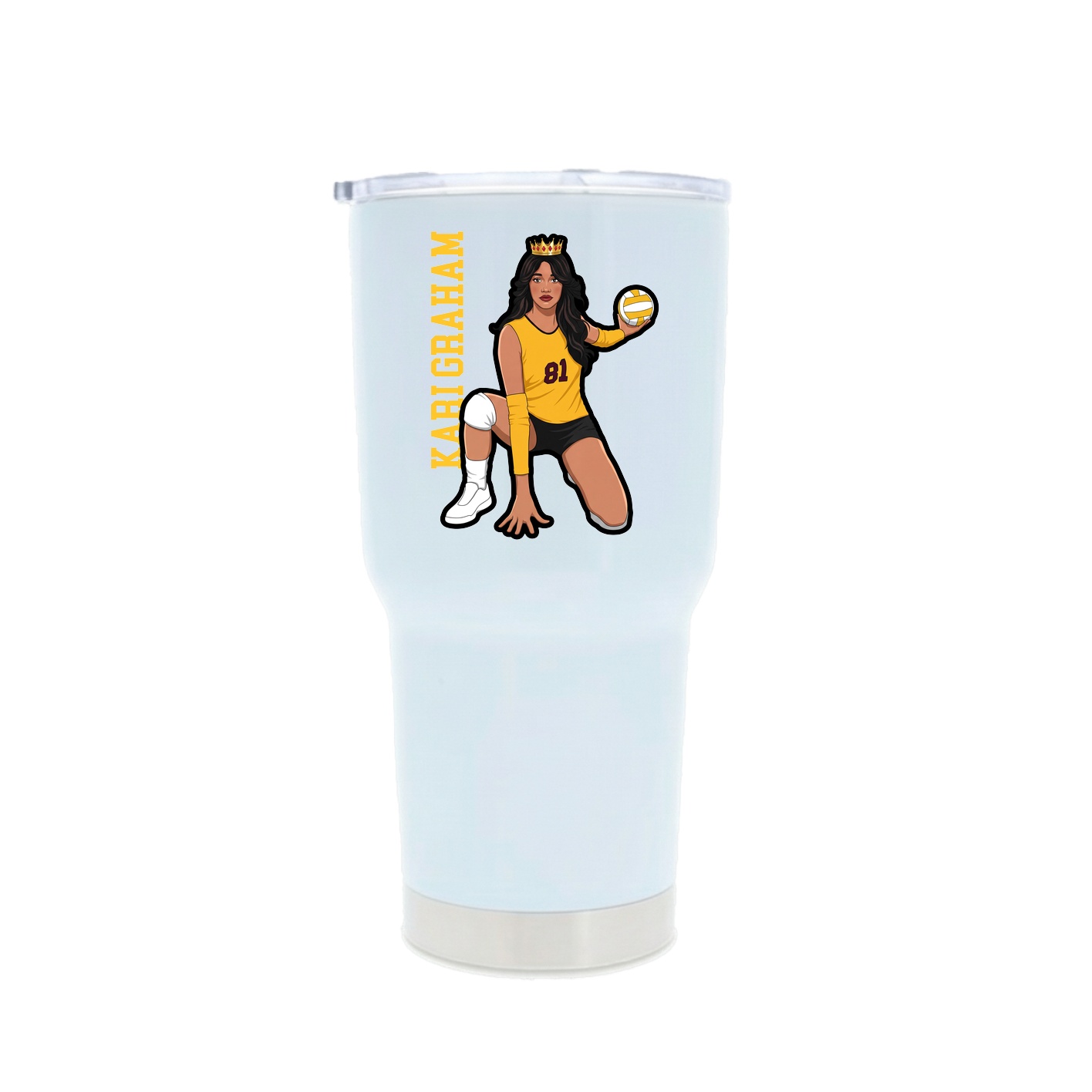 30oz Stainless Steel Tumbler — Name Vertical in White