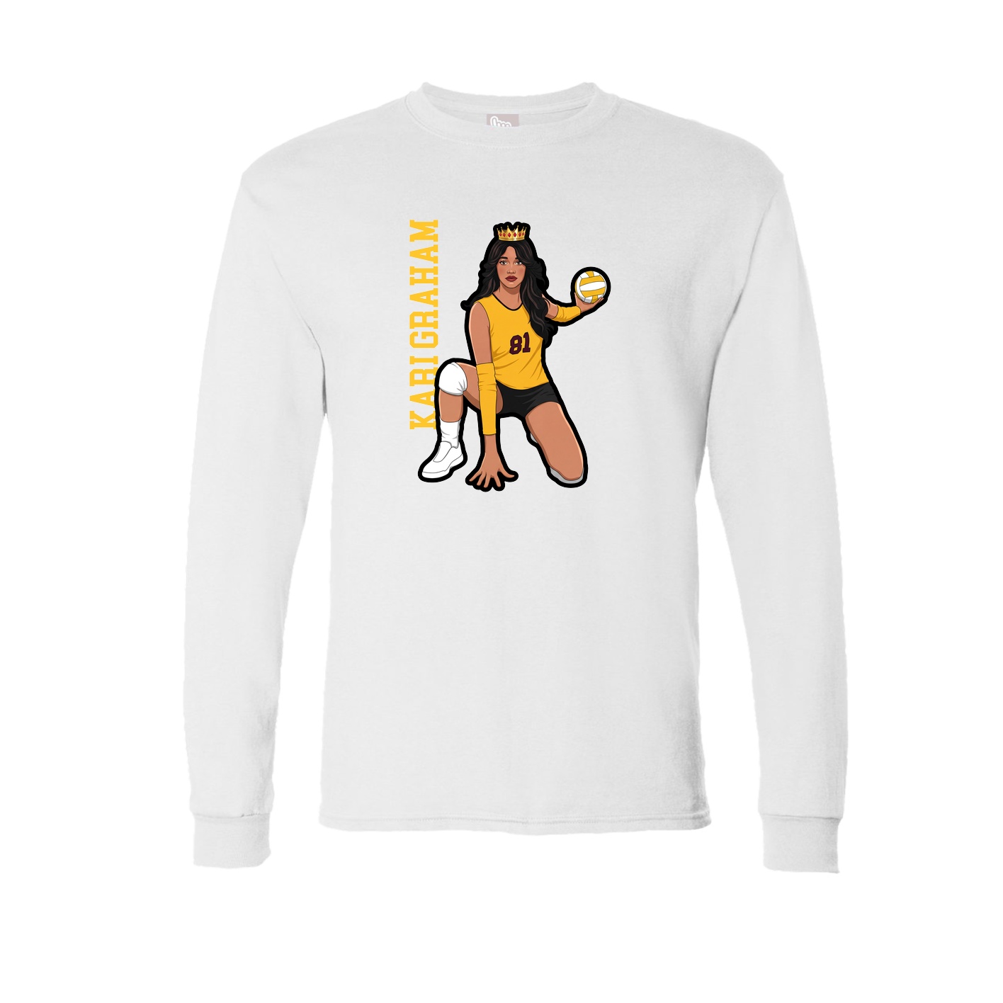 Long Sleeve Tee — Name Vertical in White