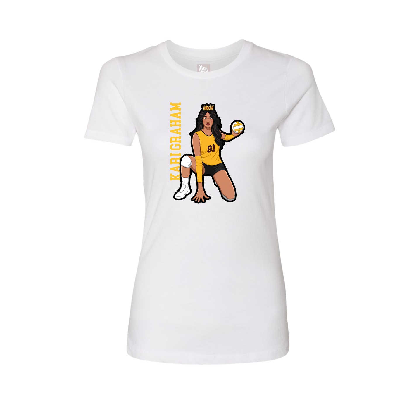 Fitted Women's Tee — Name Vertical in White