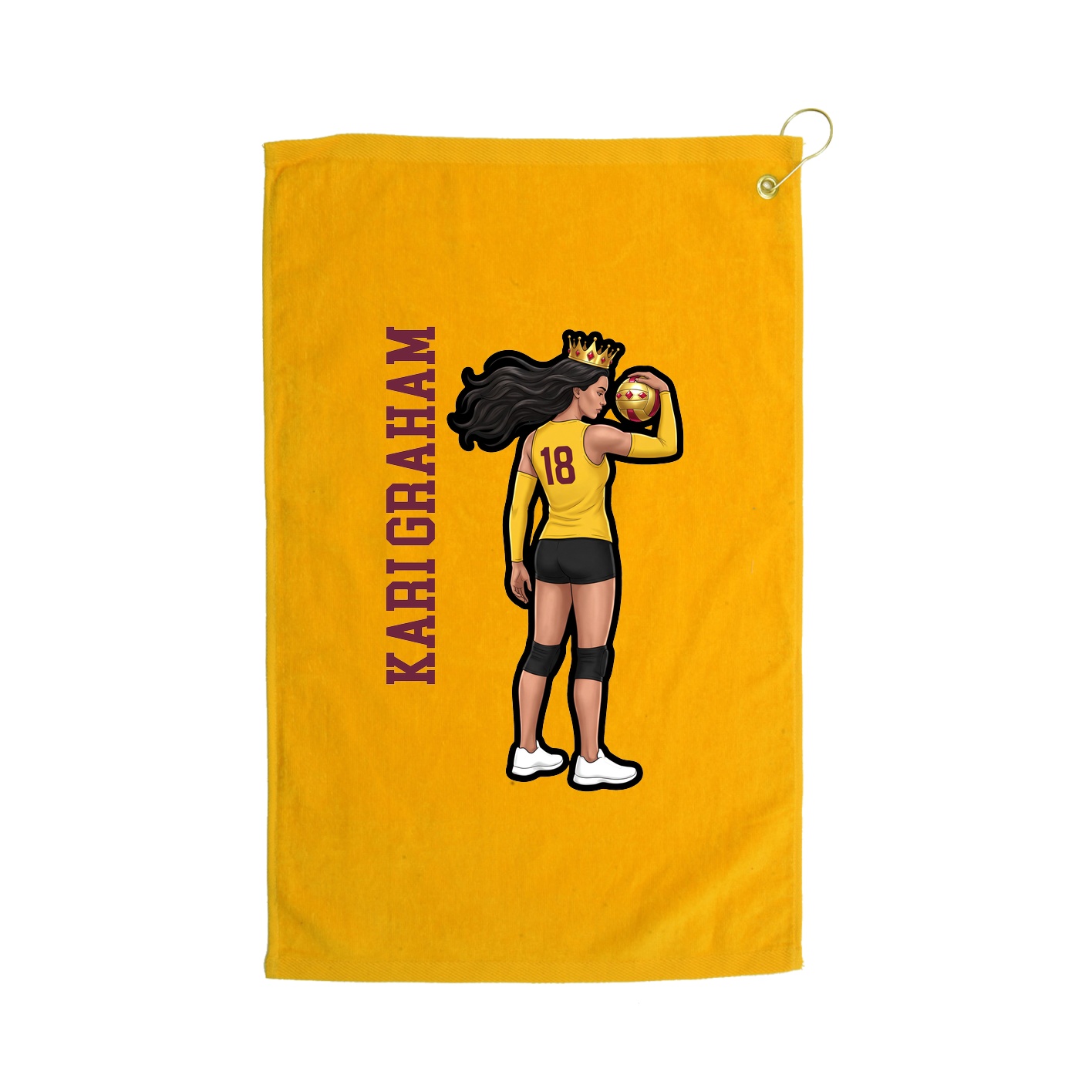 Golf Towel — Name Vertical in Gold