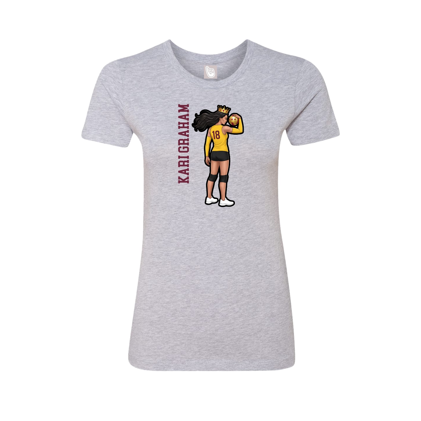 Fitted Women's Tee — Name Vertical in Grey