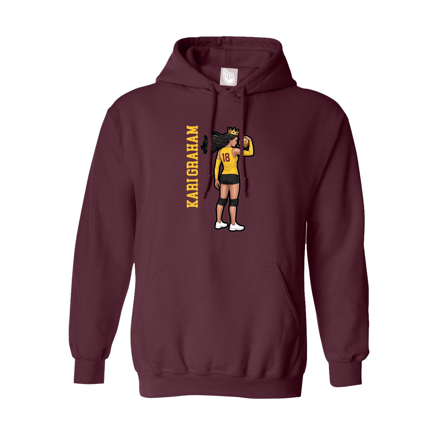 Hoodie — Name Vertical in Maroon