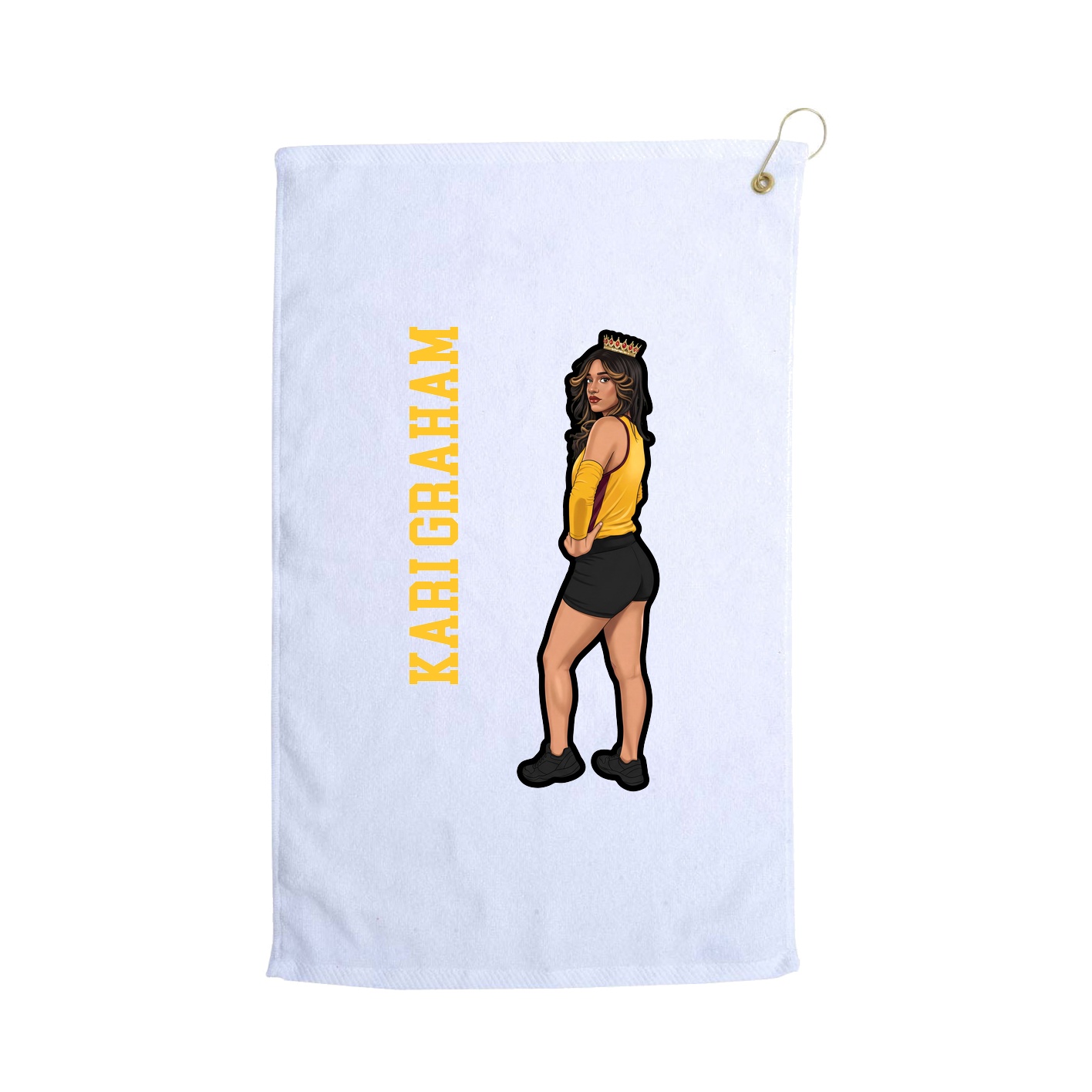 Golf Towel — Name Vertical in White