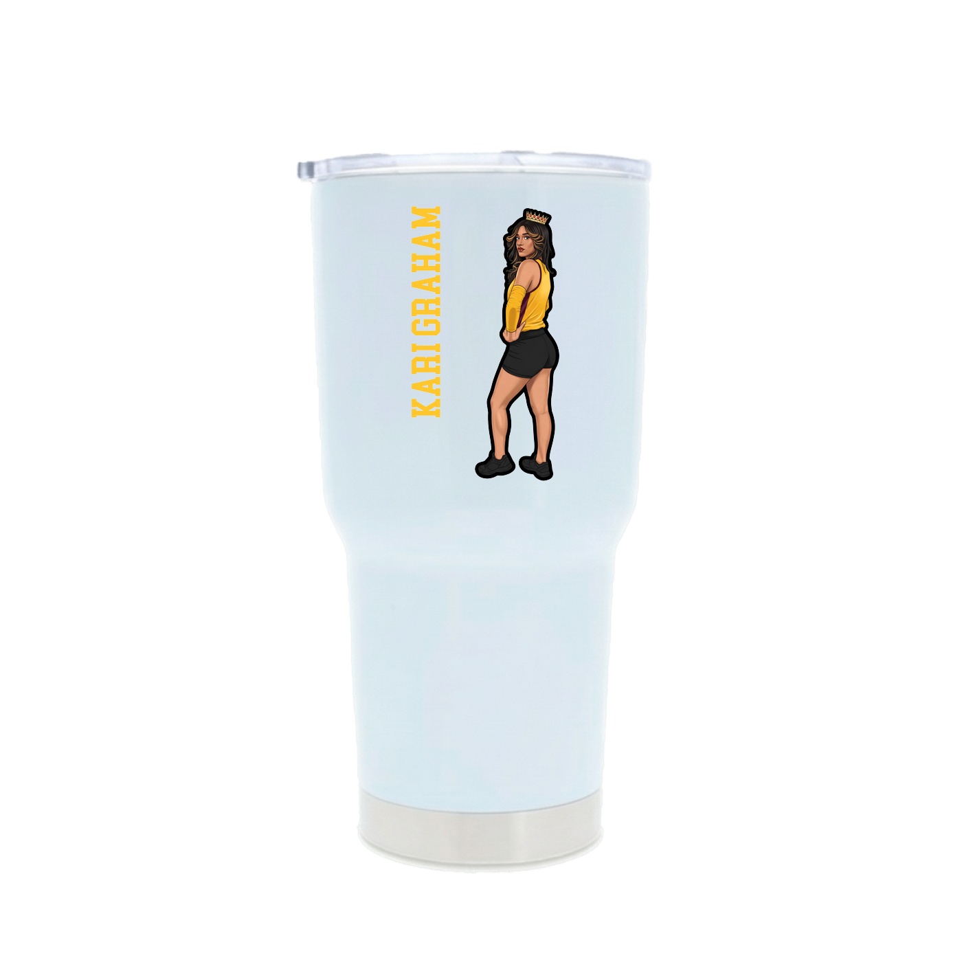 30oz Stainless Steel Tumbler — Name Vertical in White