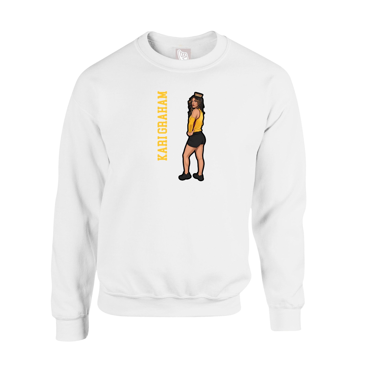 Fleece Crew — Name Vertical in White