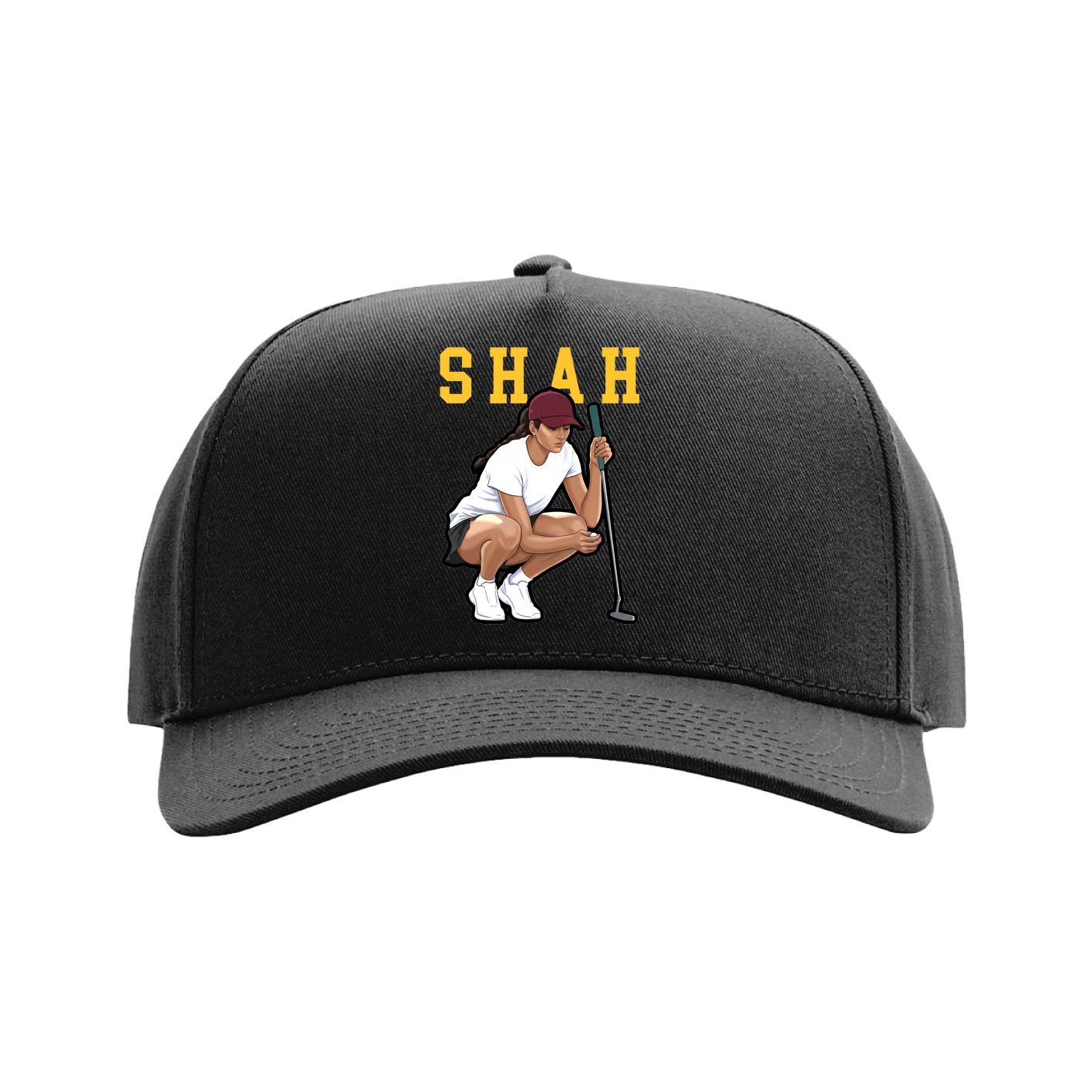 Full Fabric Five-Panel Champ Cap — Shirsey in Black