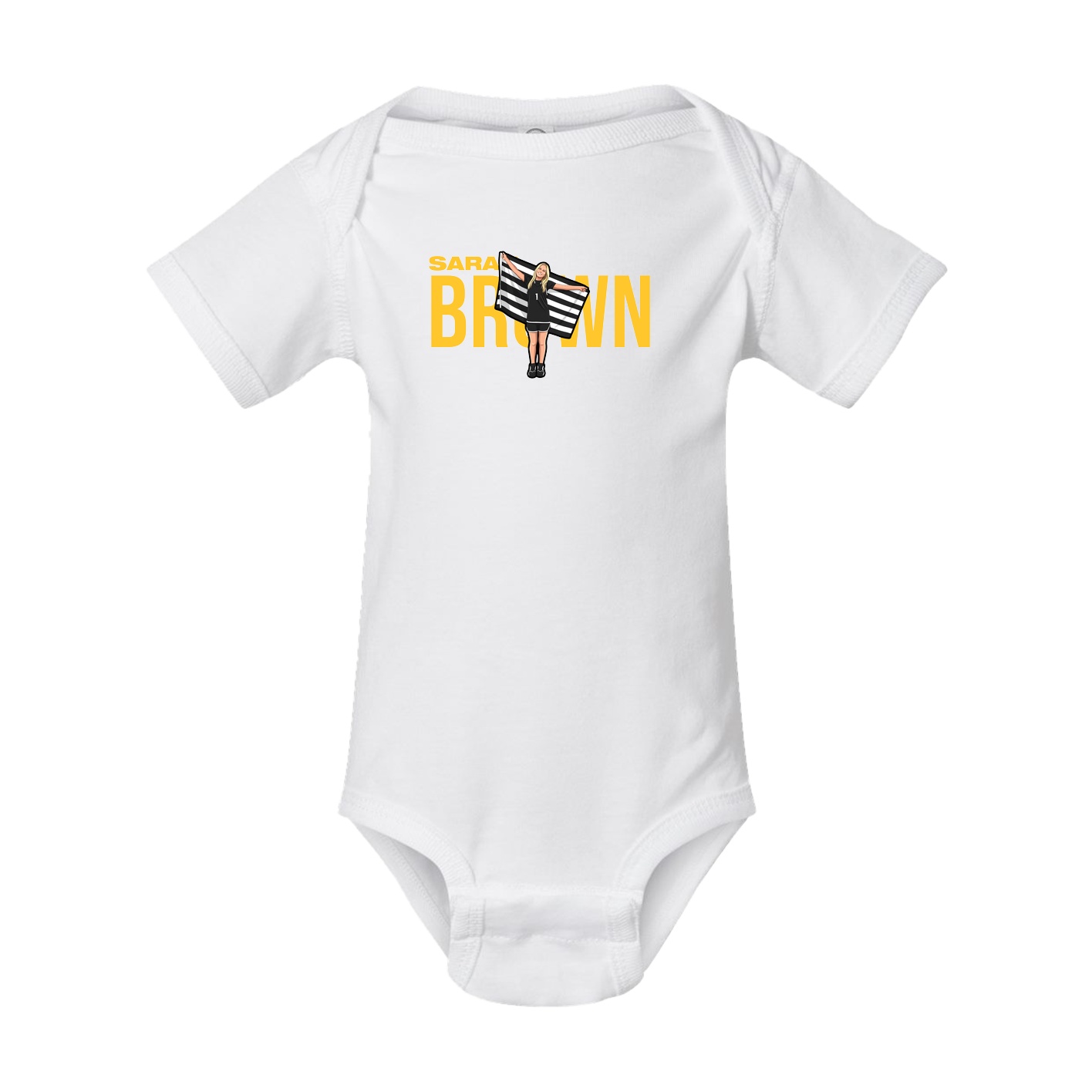 Baby Onesie — Player Name in White