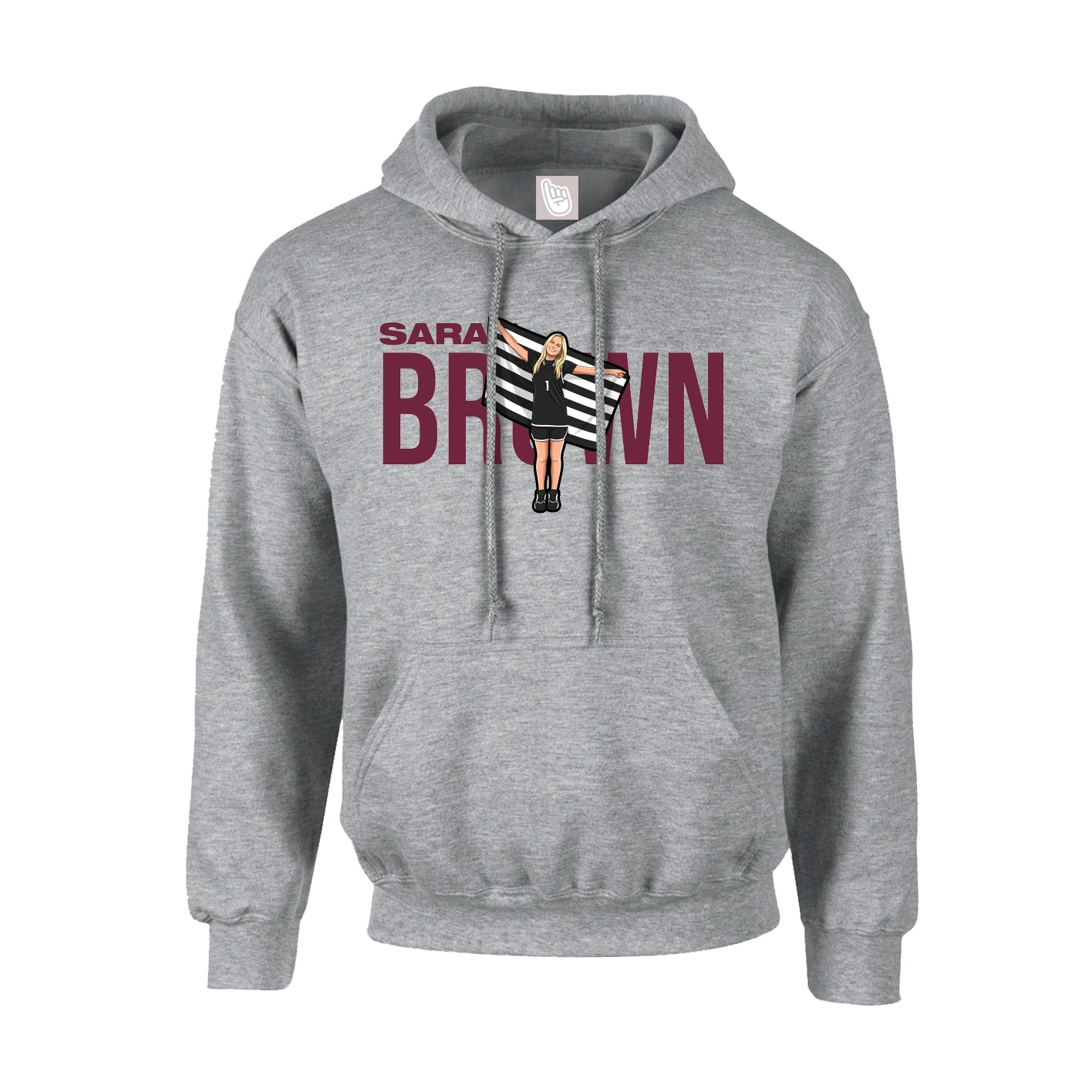 Hoodie — Player Name in Grey