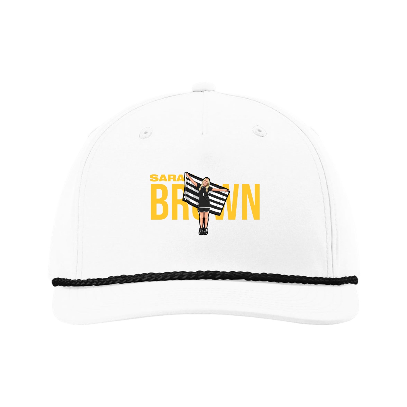 Five-Panel Classic Rope Cap — Player Name in White
