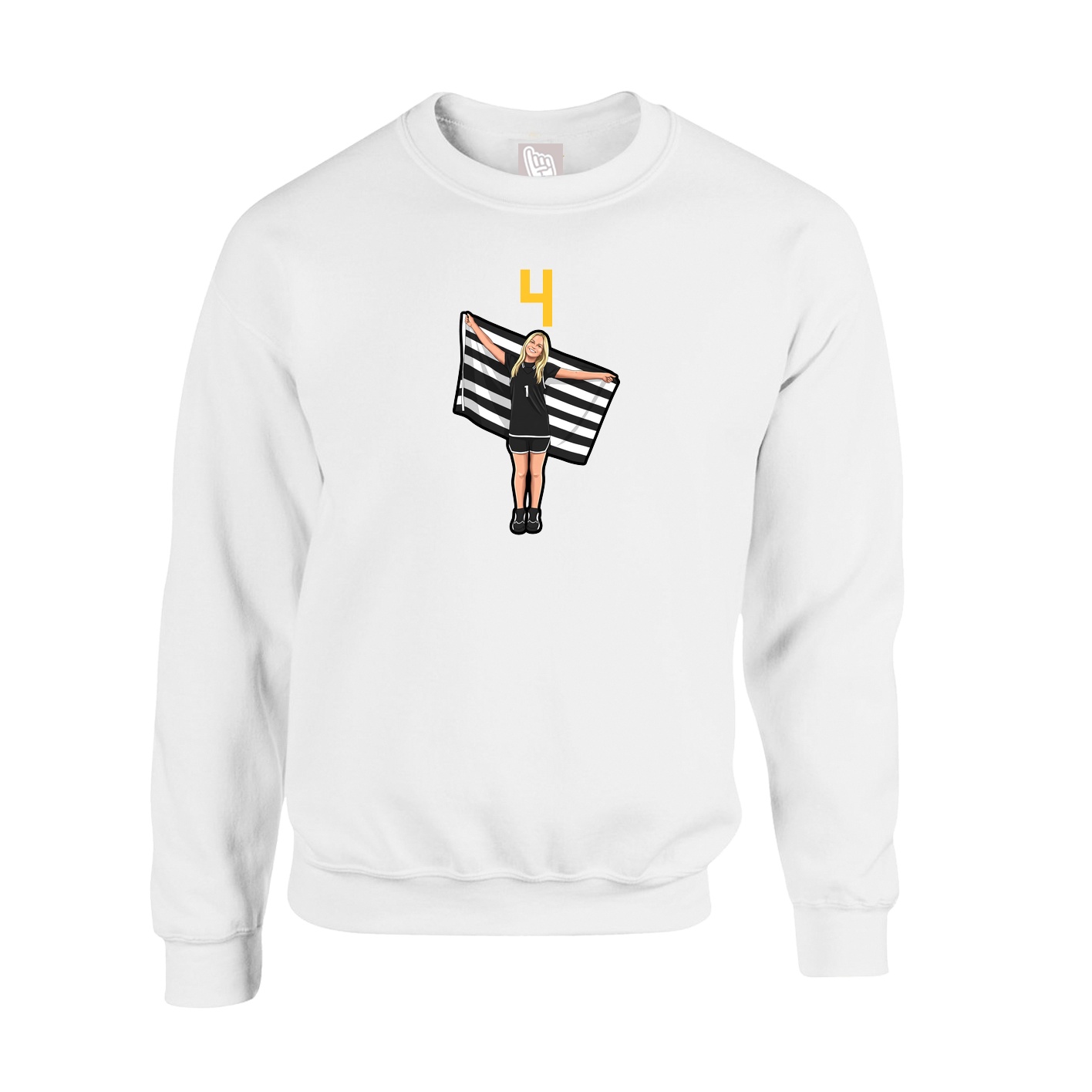Fleece Crew — Number Top in White